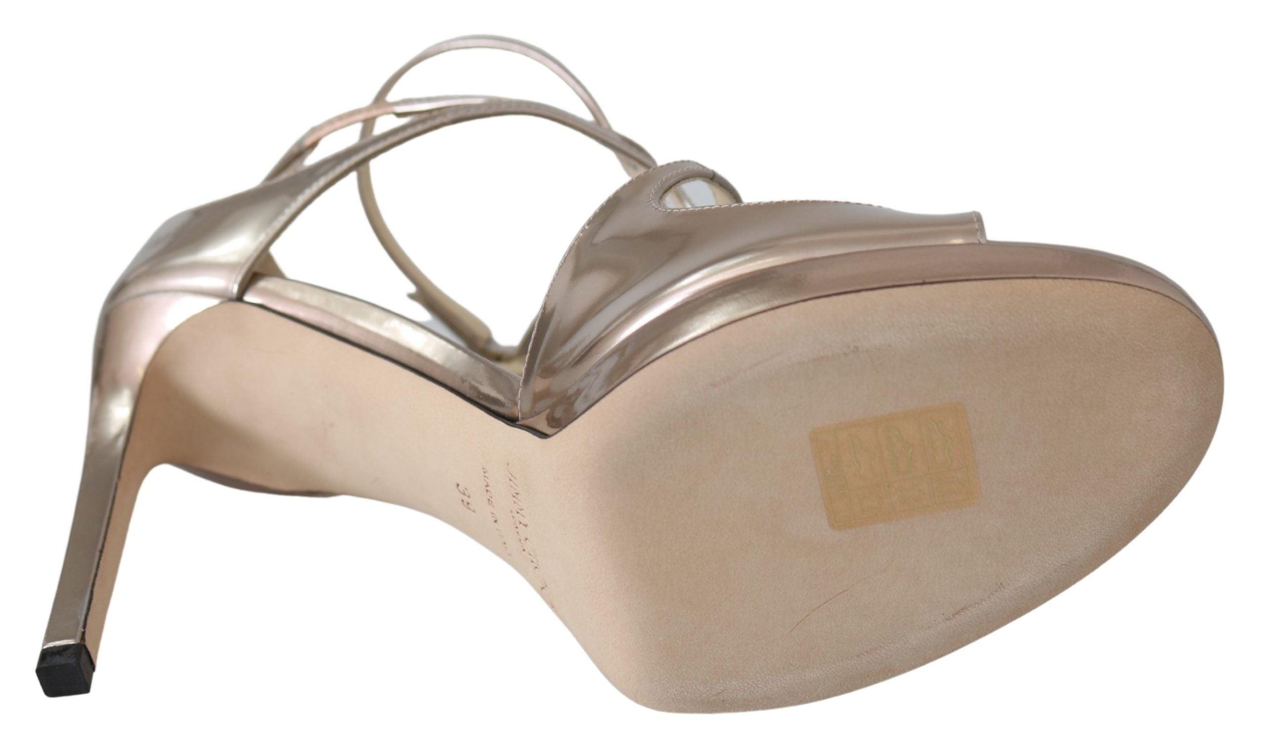 Ballet Pink Liquid Mirror Leather Sandals - ventzia