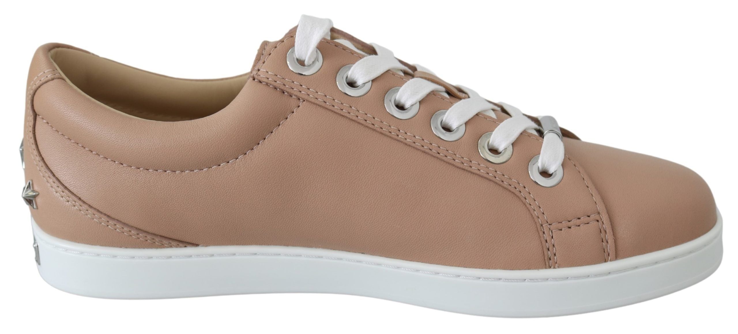 Powder Pink Nappa Leather Sneakers - ventzia
