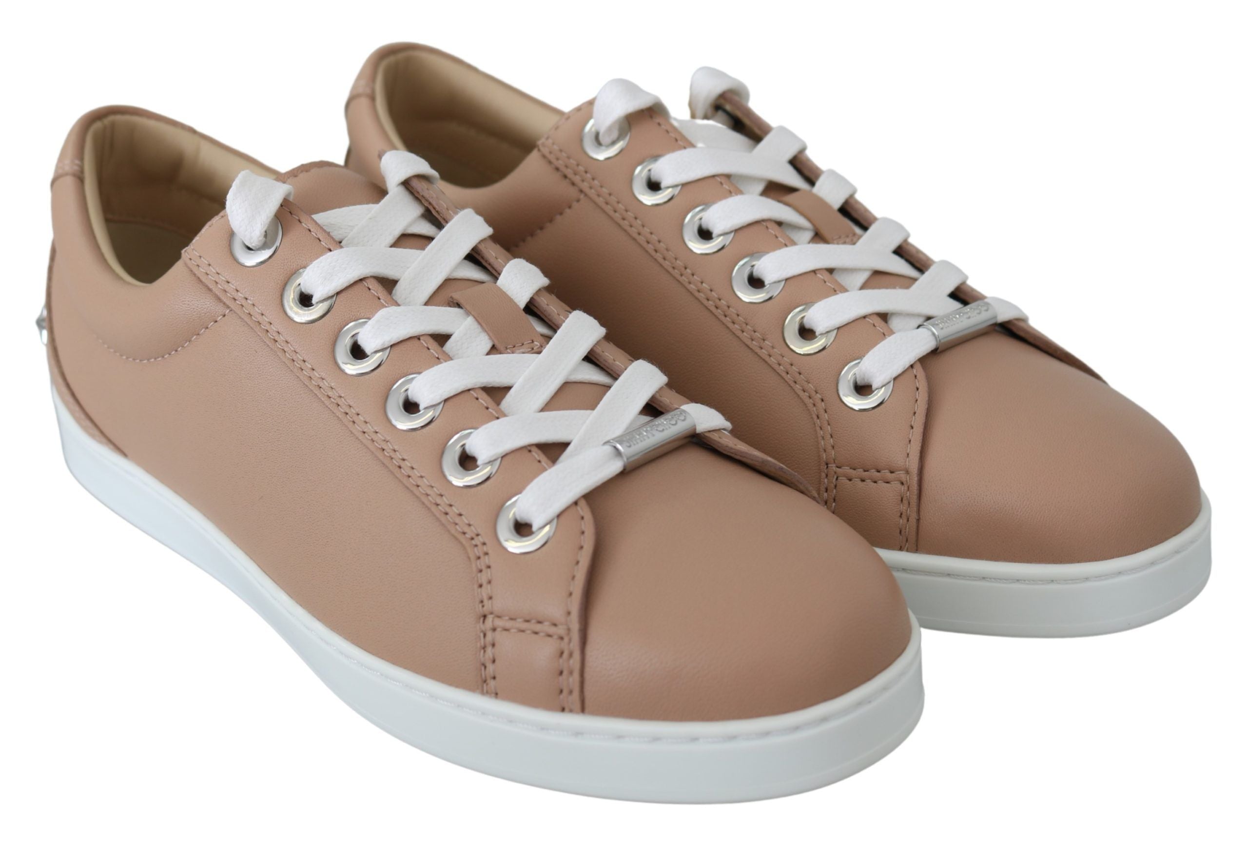 Powder Pink Nappa Leather Sneakers - ventzia