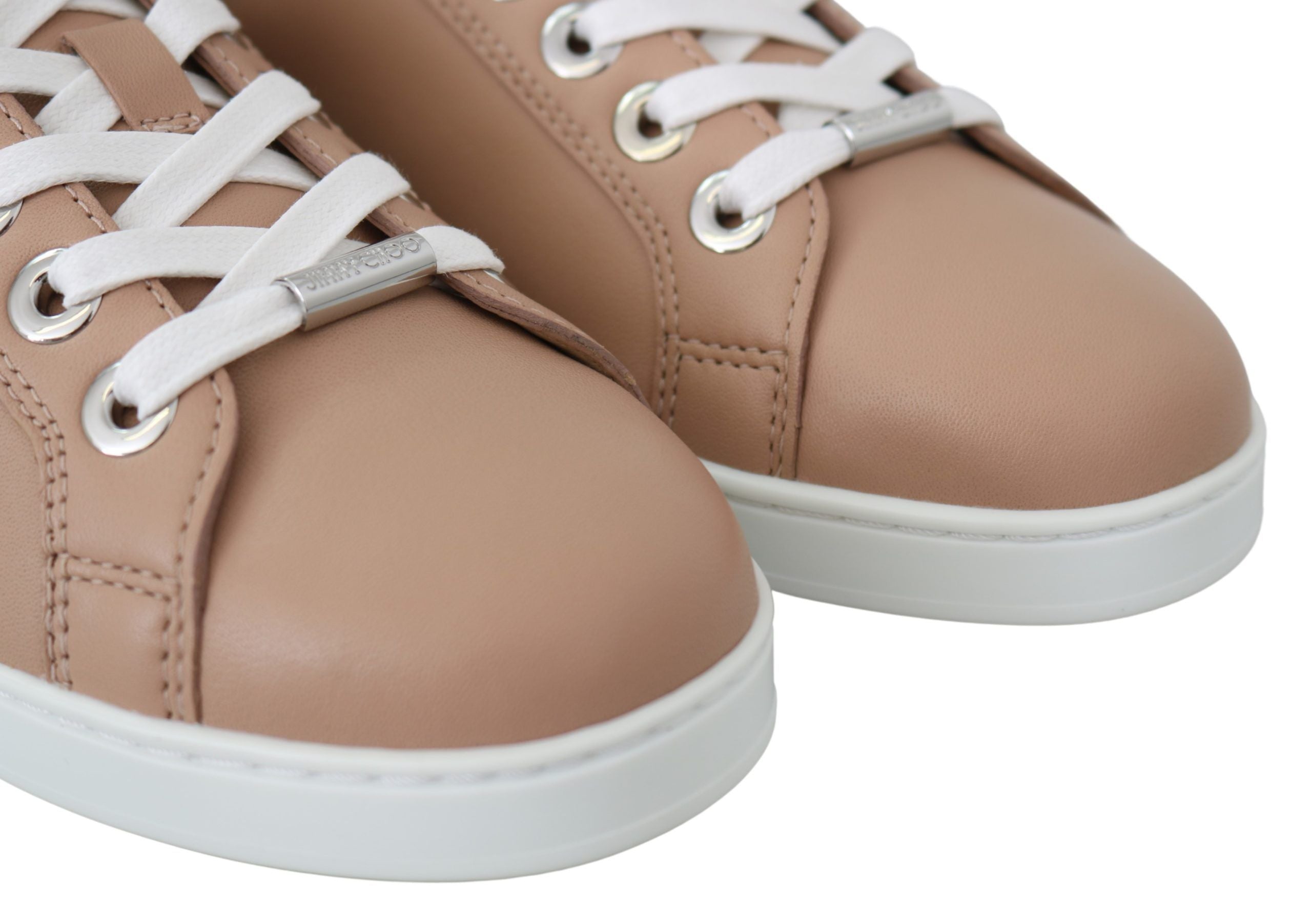 Powder Pink Nappa Leather Sneakers - ventzia