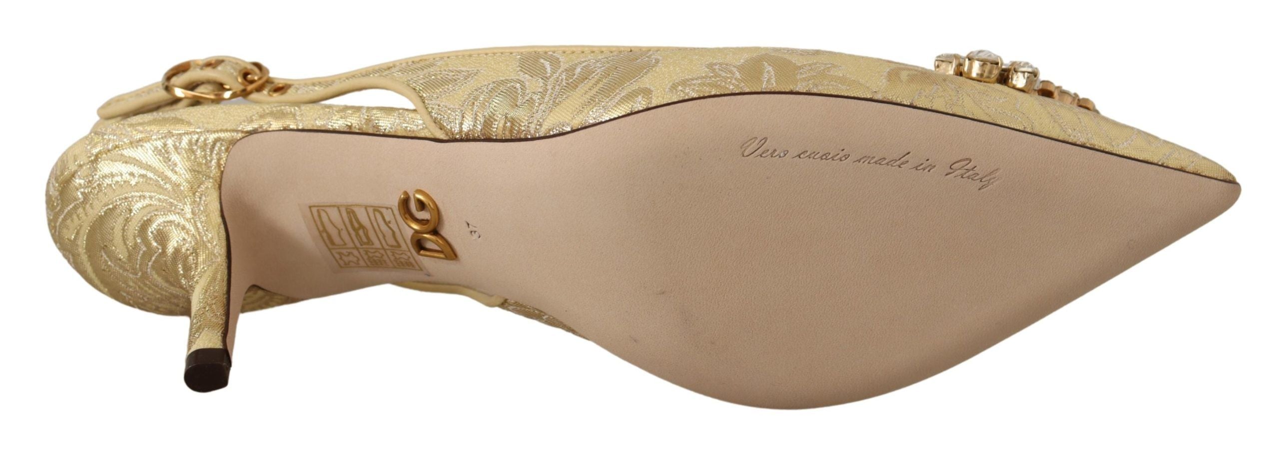 Gold Crystal Slingbacks Pumps Heels Shoes - ventzia