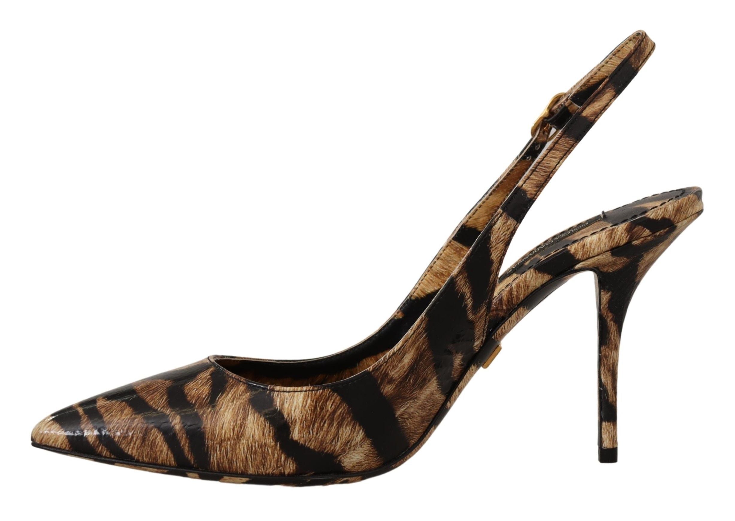 Brown Slingbacks Leather Tiger Shoes - ventzia