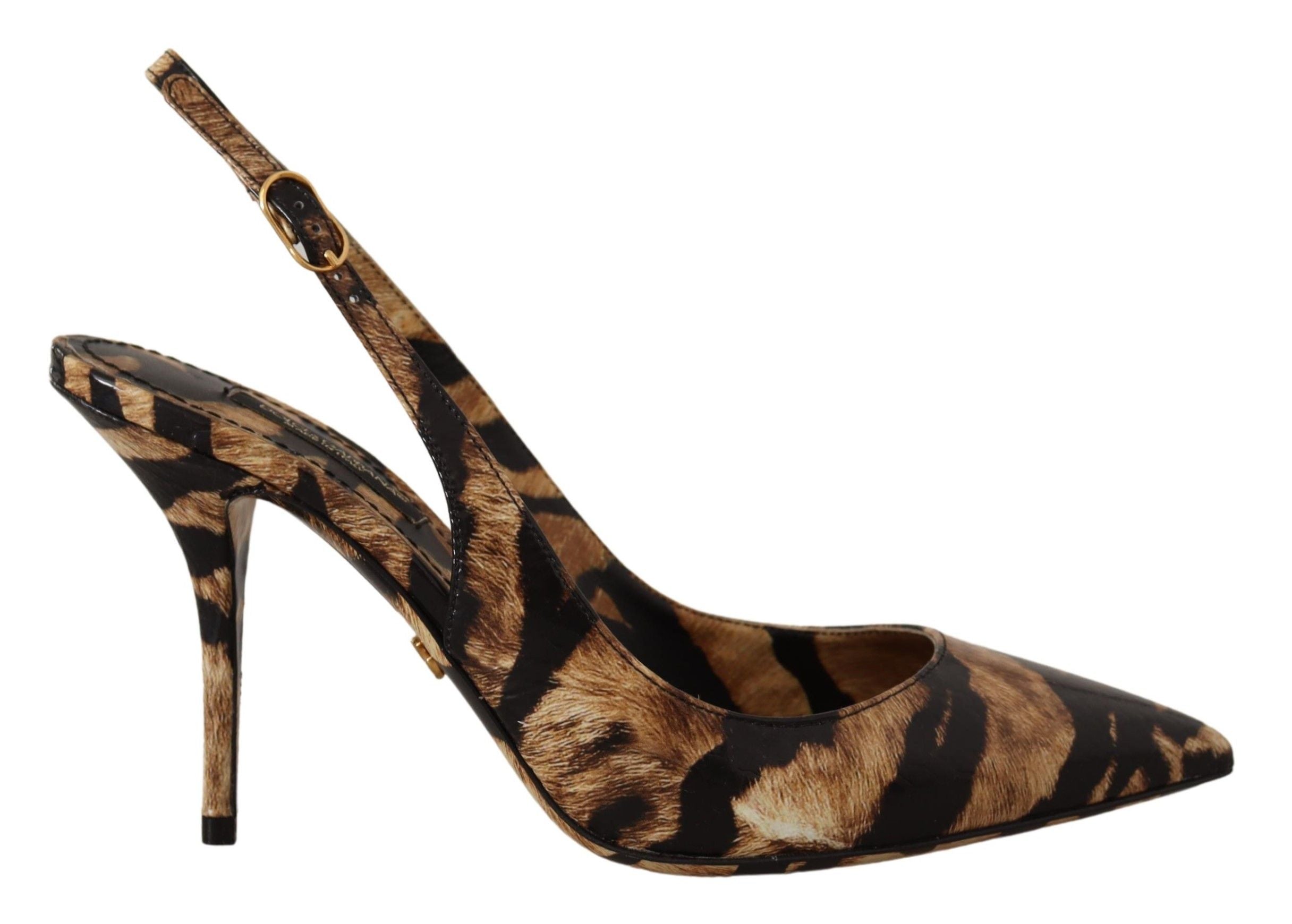 Brown Slingbacks Leather Tiger Shoes - ventzia