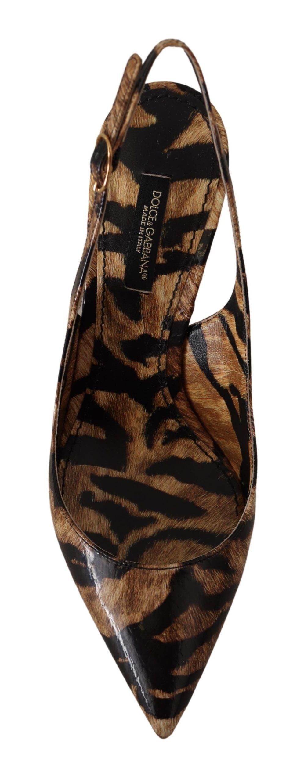 Brown Slingbacks Leather Tiger Shoes - ventzia