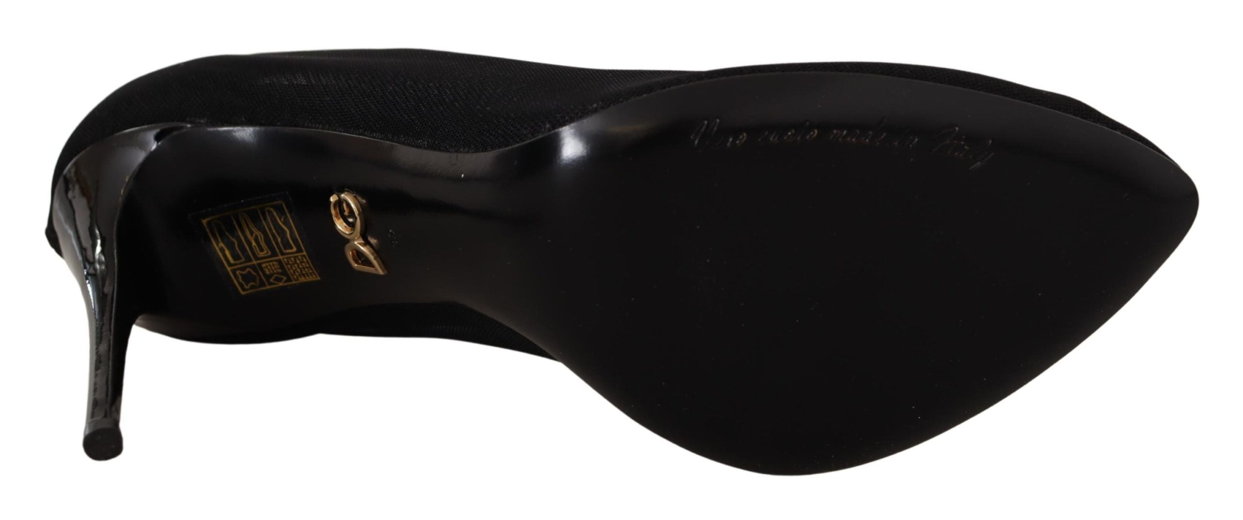 Black Tulle Stretch Boots Pumps Shoes - ventzia