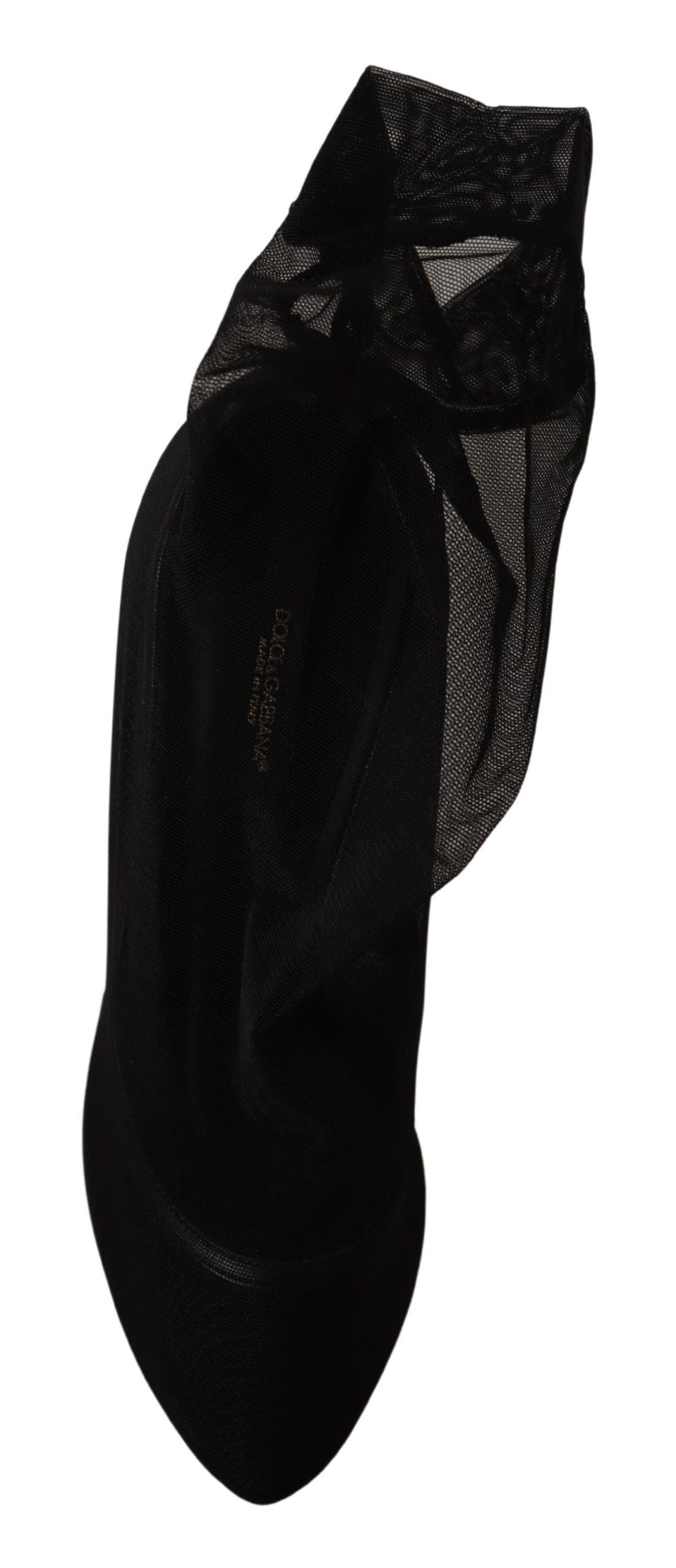 Black Stretch Tulle Stretch Boots Shoes - ventzia