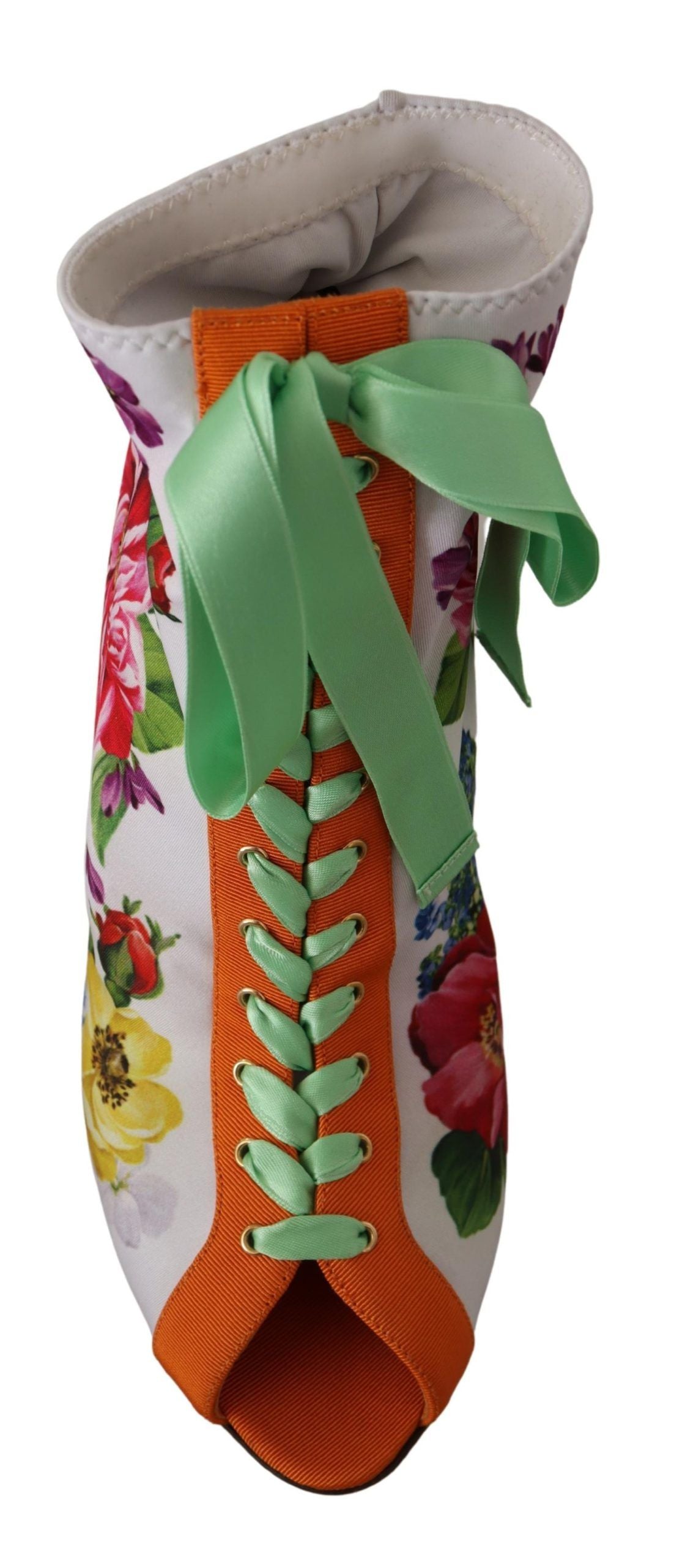 White Jersey Stretch Boots Open Toes Heels Shoes - ventzia