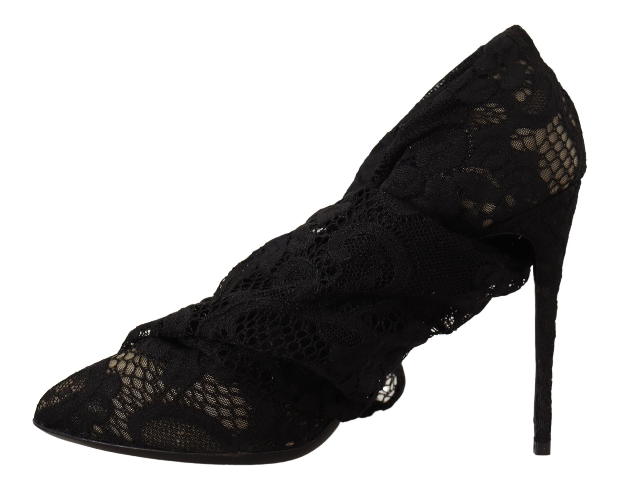 Black Stretch Socks Taormina Lace Boots Shoes - ventzia