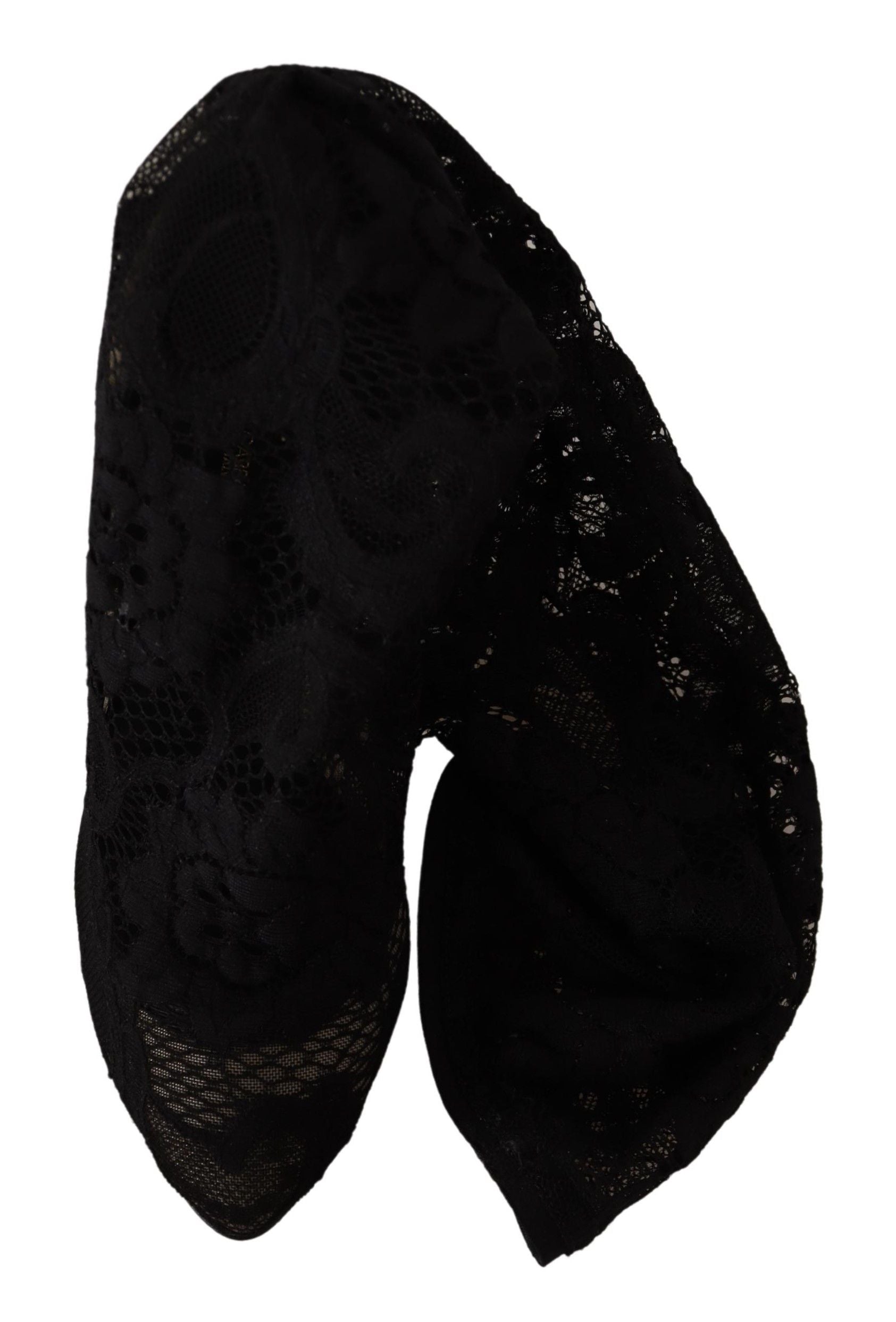 Black Stretch Socks Taormina Lace Boots Shoes - ventzia