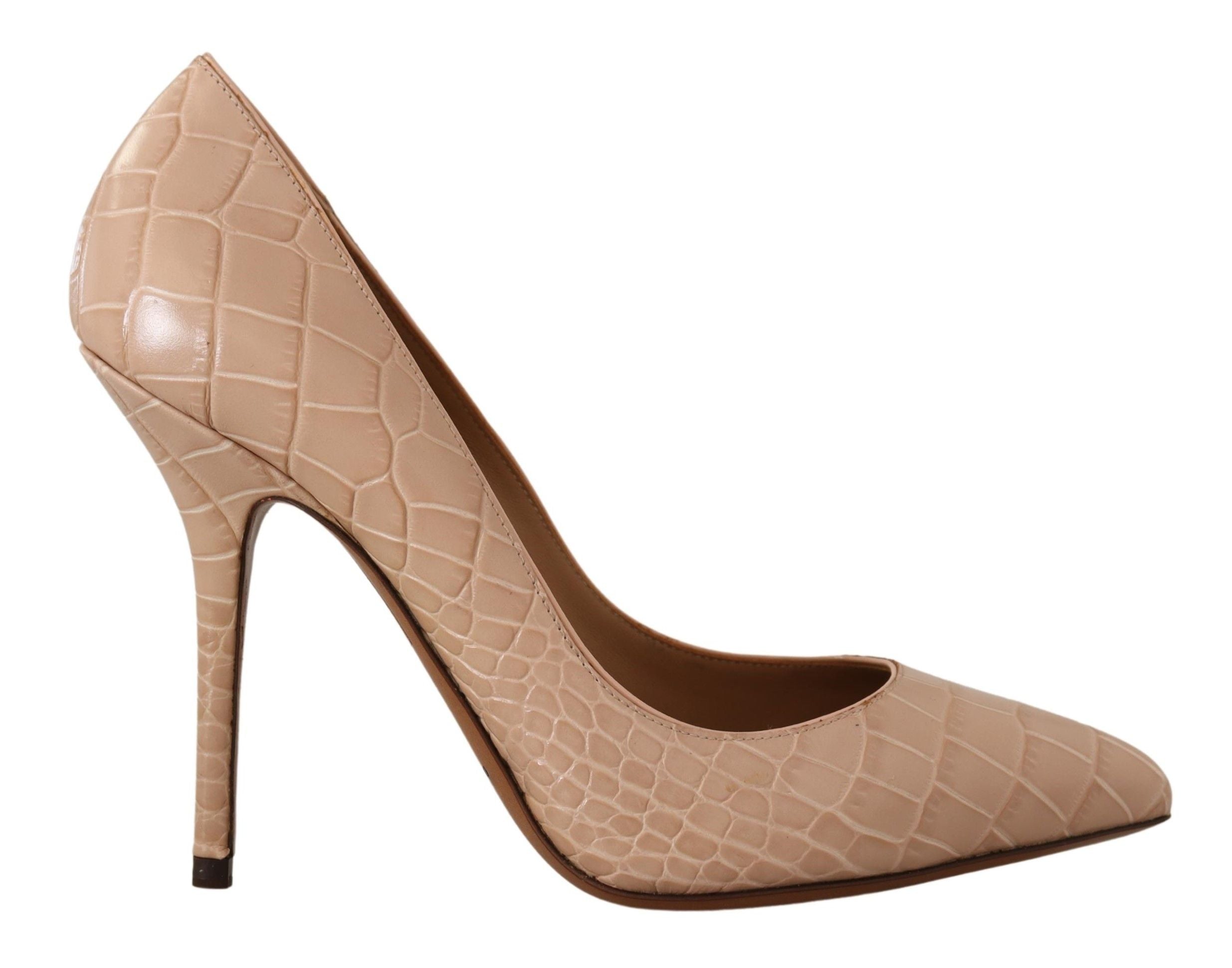 Beige Leather Bellucci Heels Pumps Shoes - ventzia