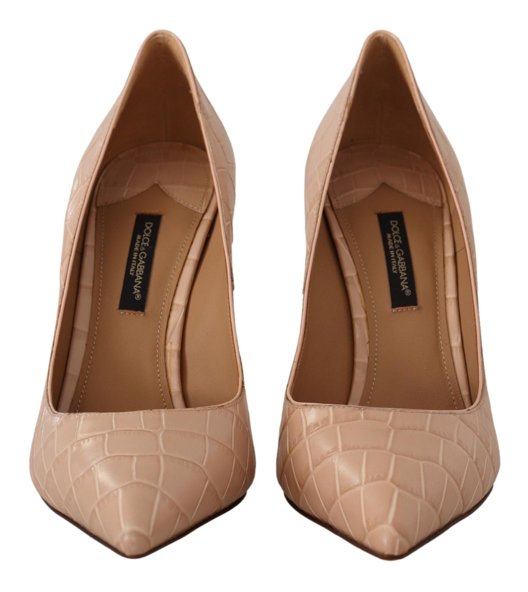 Beige Leather Bellucci Heels Pumps Shoes - ventzia