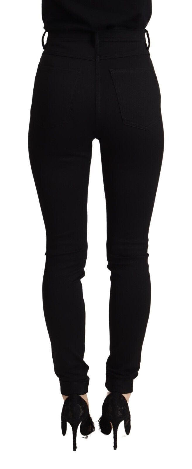 Black High Waist Skinny Slim Fit Pants - ventzia