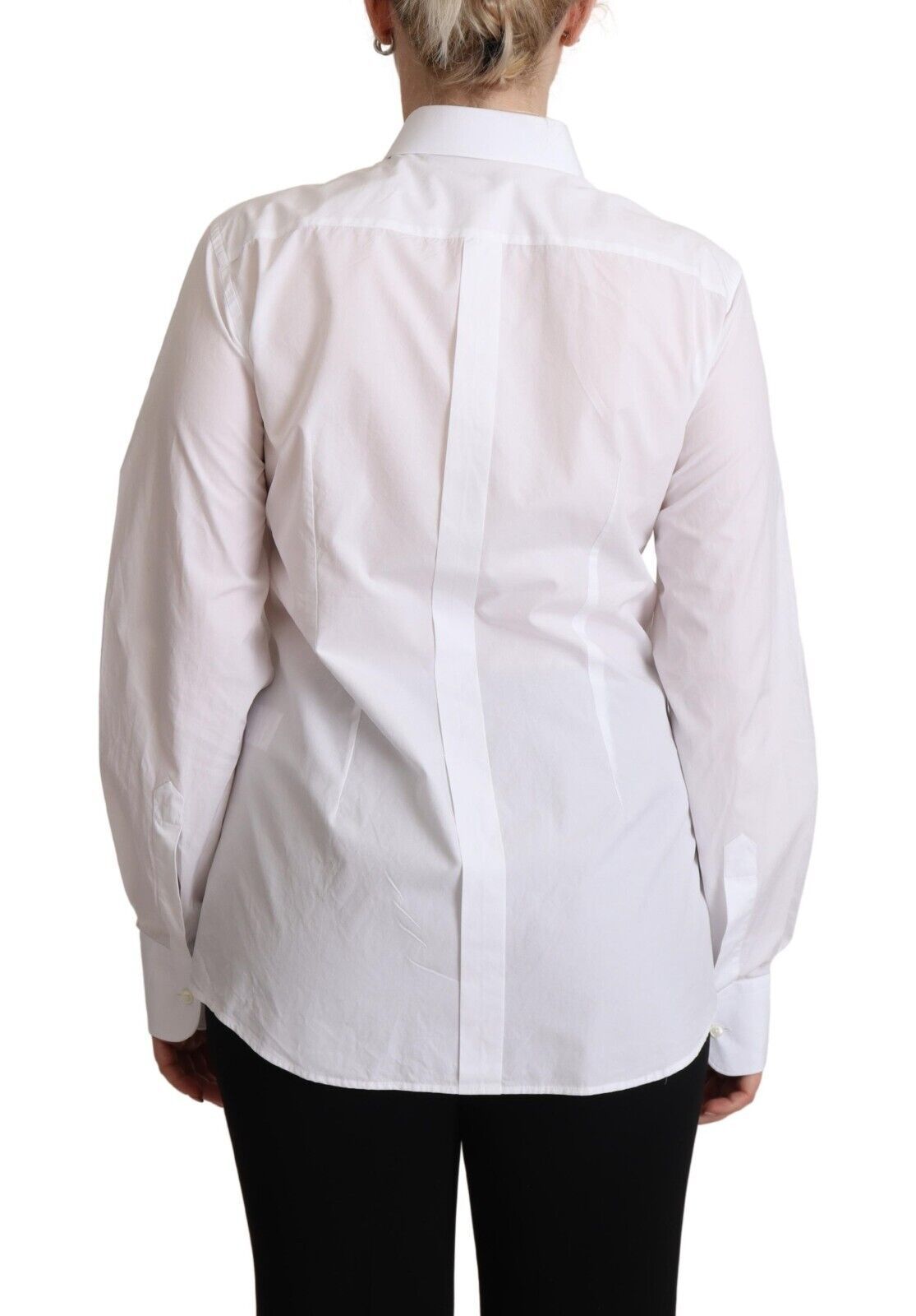 White Cotton Dress Collared Long Sleeves Shirt Top - ventzia