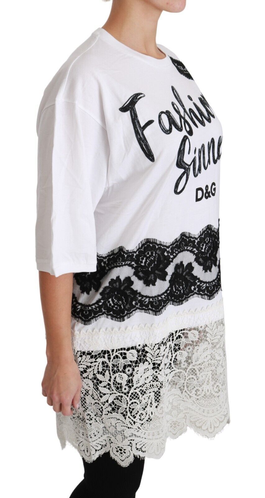 White Fashion Sinner Cotton Lace T-shirt Top - ventzia