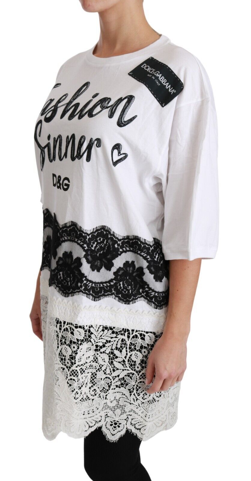 White Fashion Sinner Cotton Lace T-shirt Top - ventzia