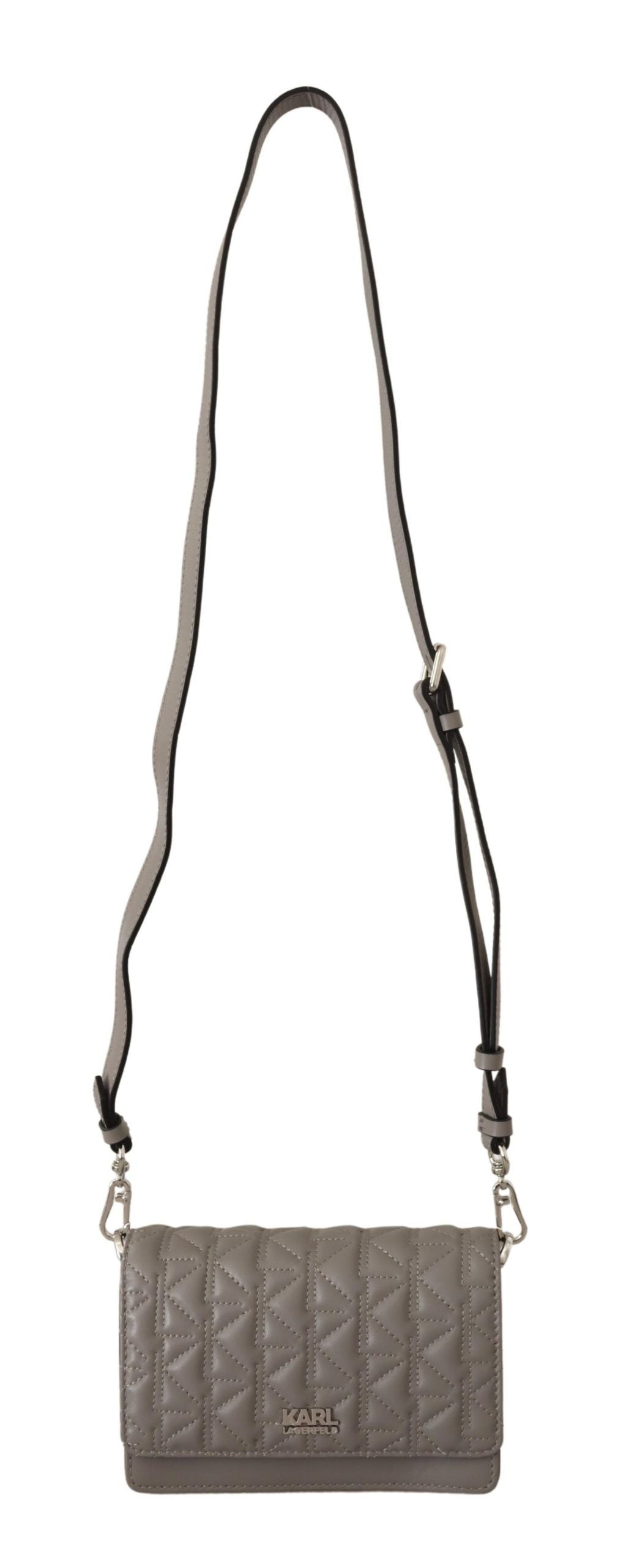 Elegant Grey Leather Crossbody Bag - ventzia