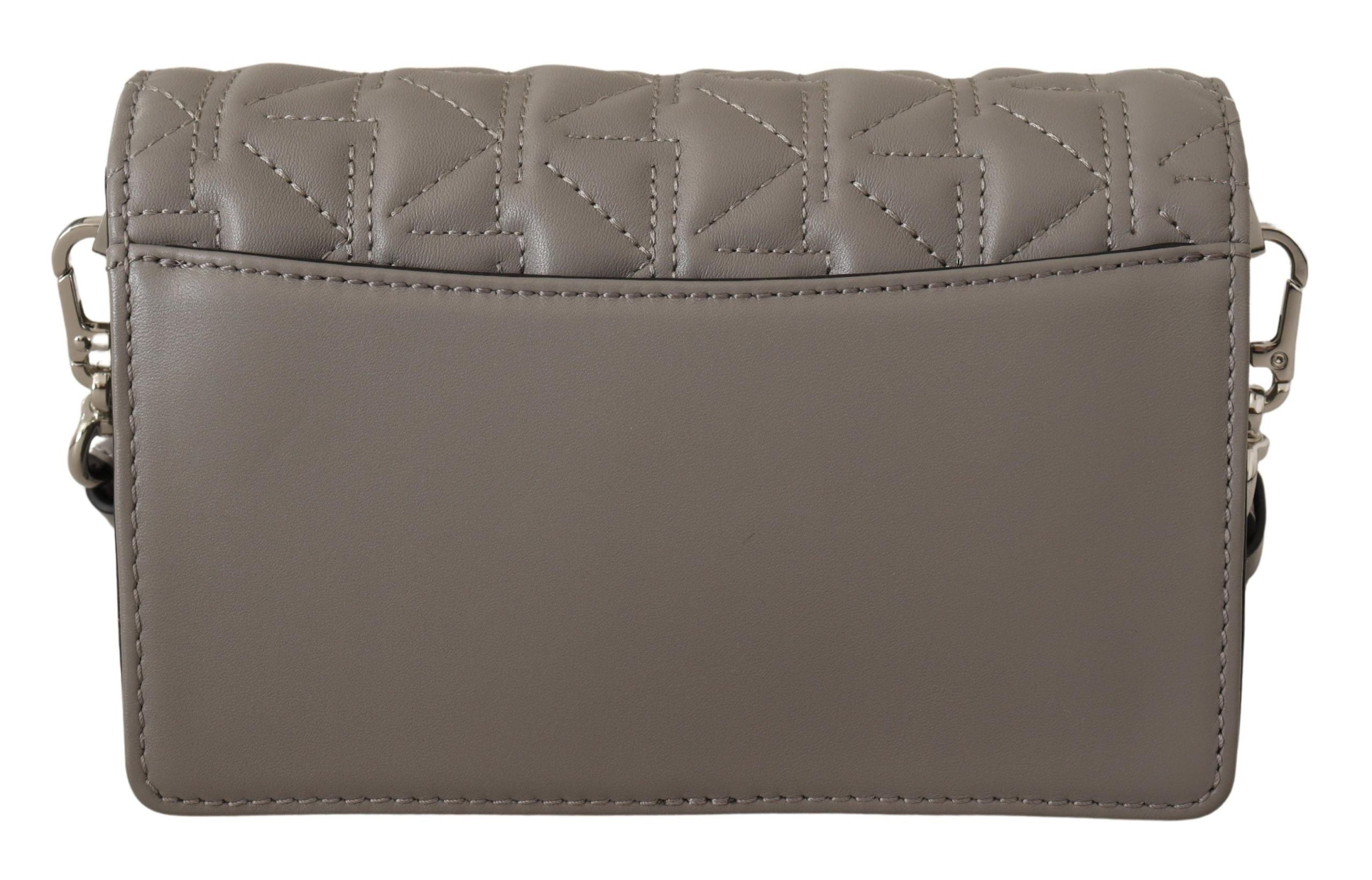 Elegant Grey Leather Crossbody Bag - ventzia