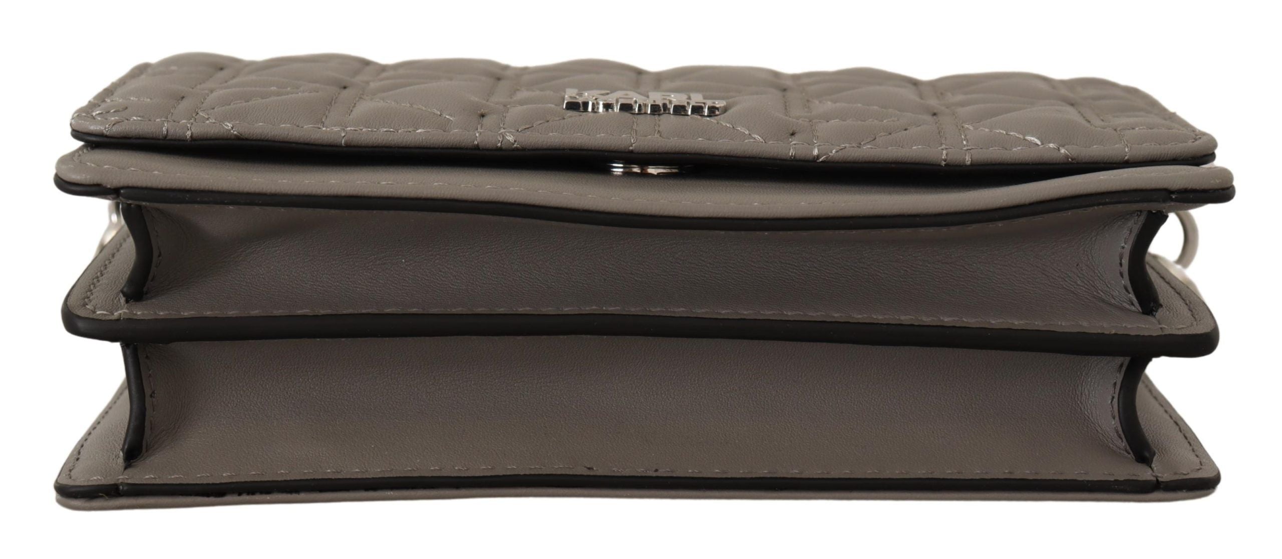 Elegant Grey Leather Crossbody Bag - ventzia