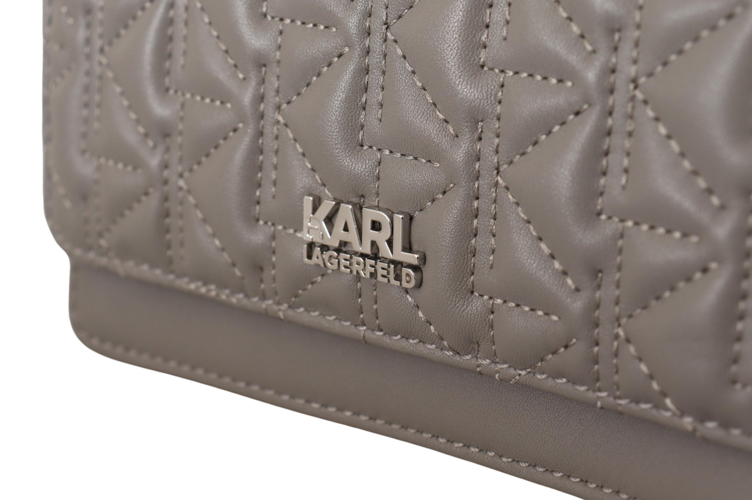 Elegant Grey Leather Crossbody Bag - ventzia