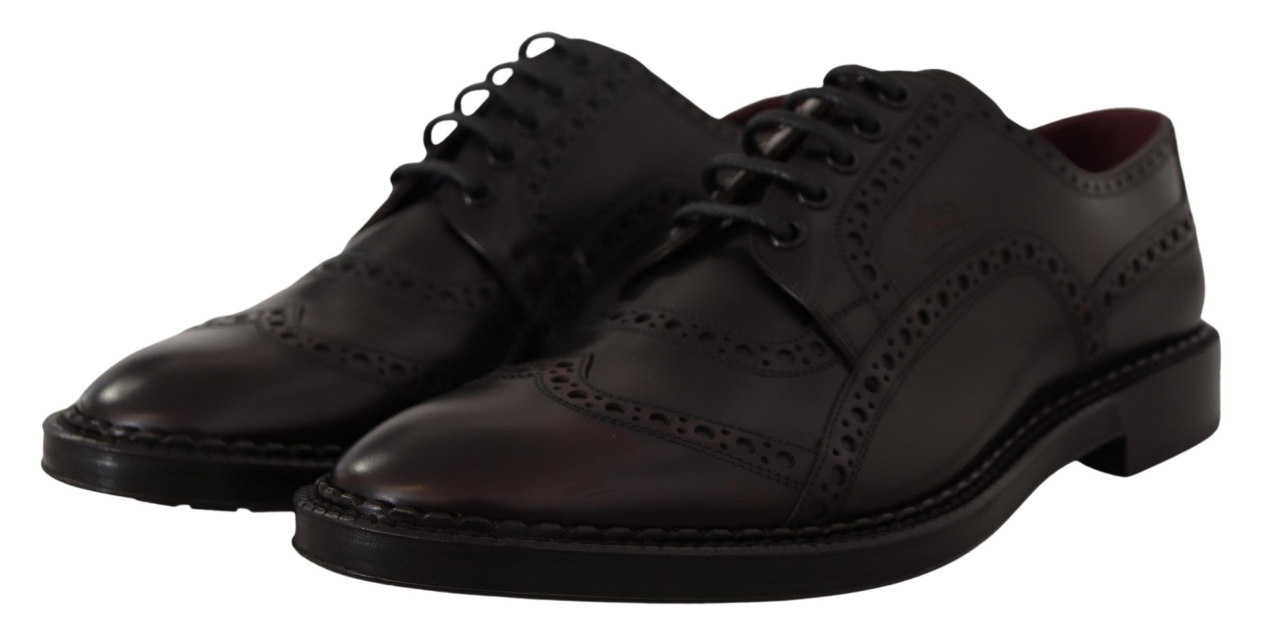 Purple Leather Oxford Wingtip Formal Shoes - ventzia