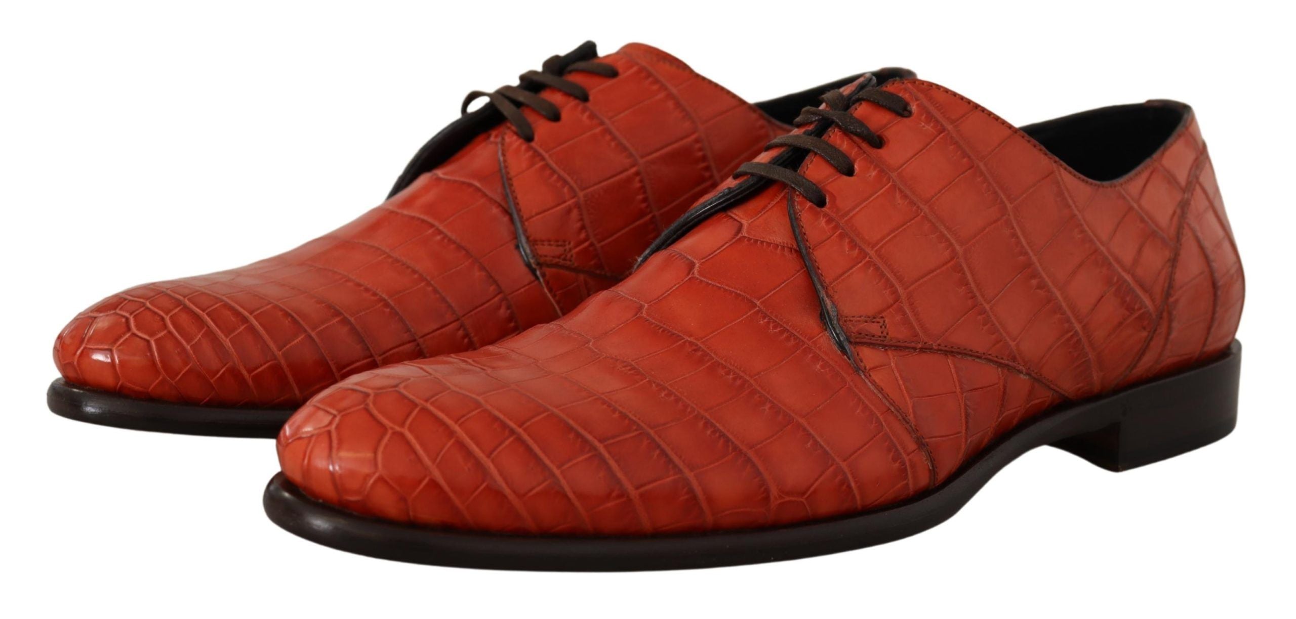 Orange Exotic Leather Dress Derby Shoes - ventzia