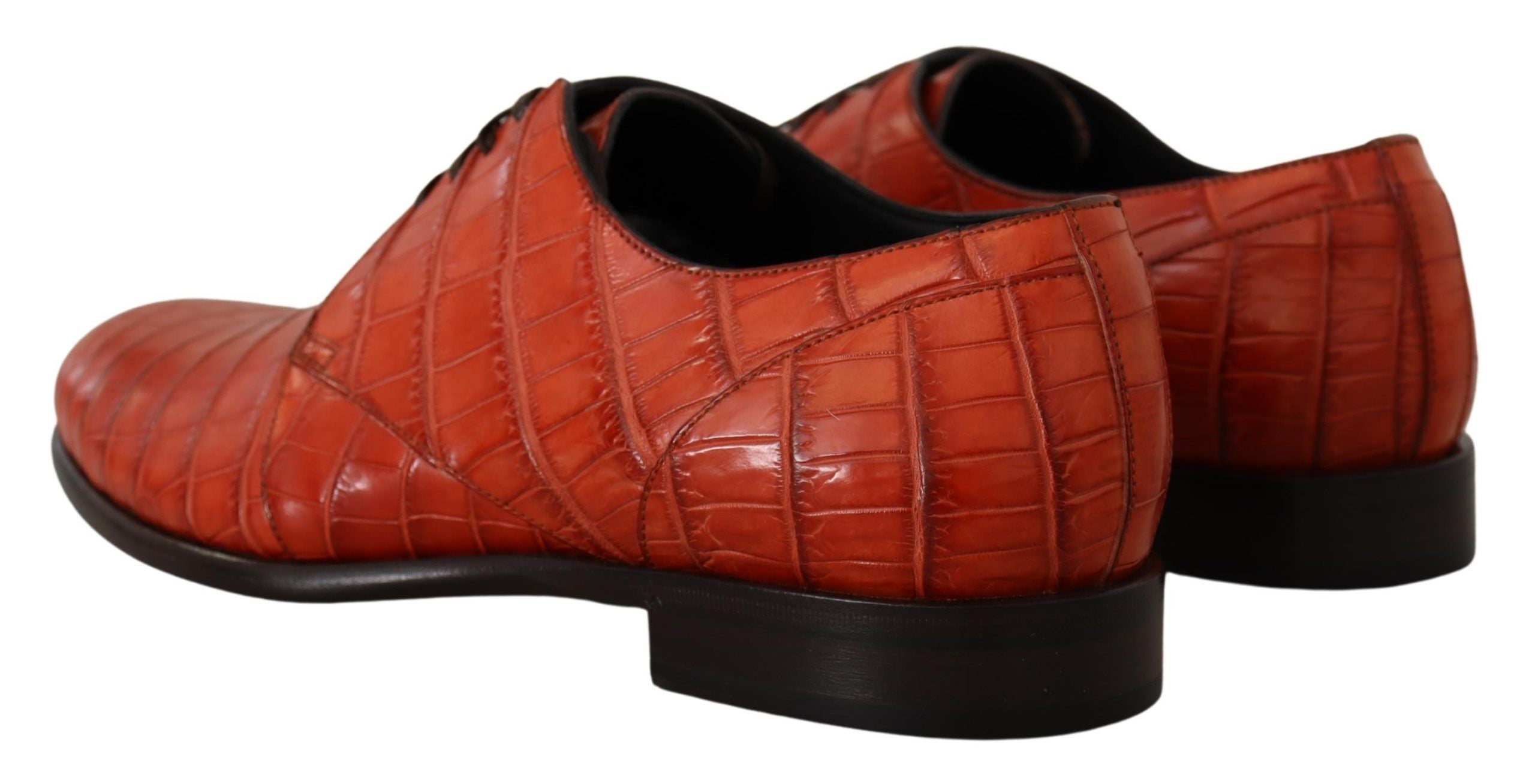 Orange Exotic Leather Dress Derby Shoes - ventzia