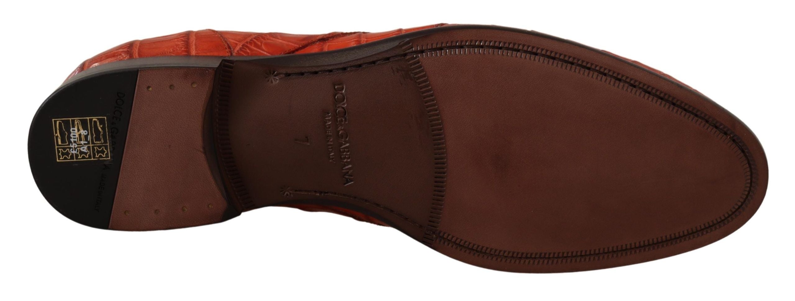 Orange Exotic Leather Dress Derby Shoes - ventzia