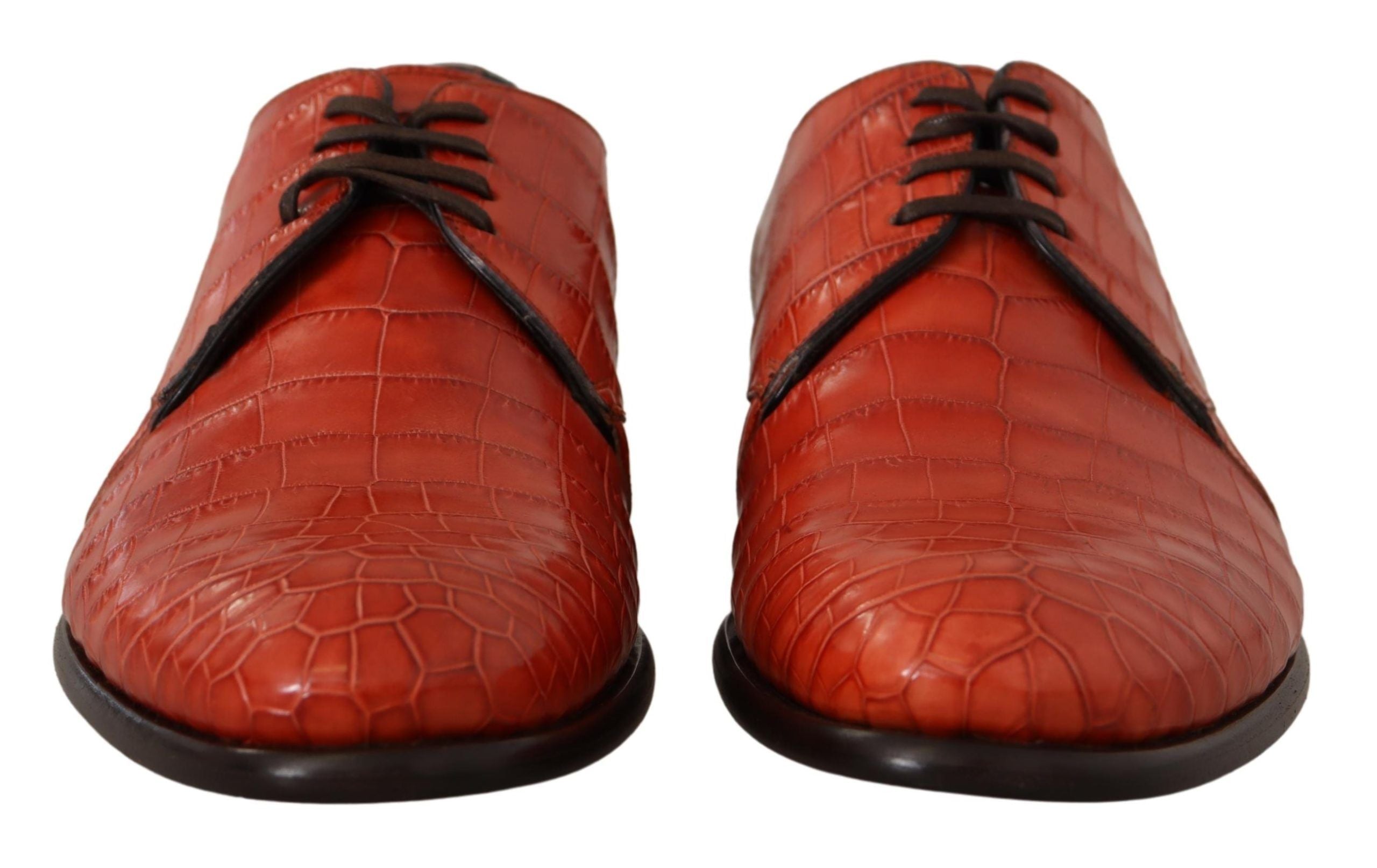 Orange Exotic Leather Dress Derby Shoes - ventzia