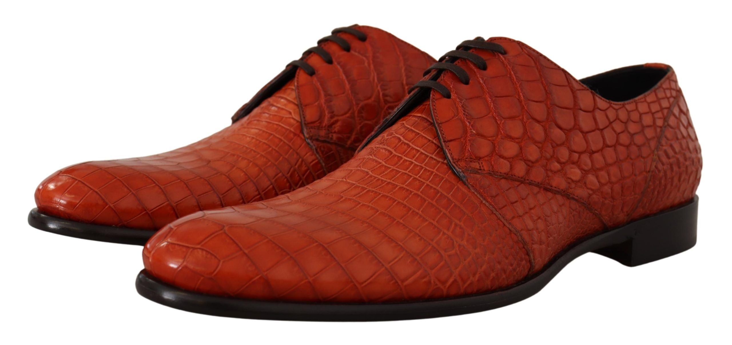 Orange Exotic Leather Dress Derby Shoes - ventzia