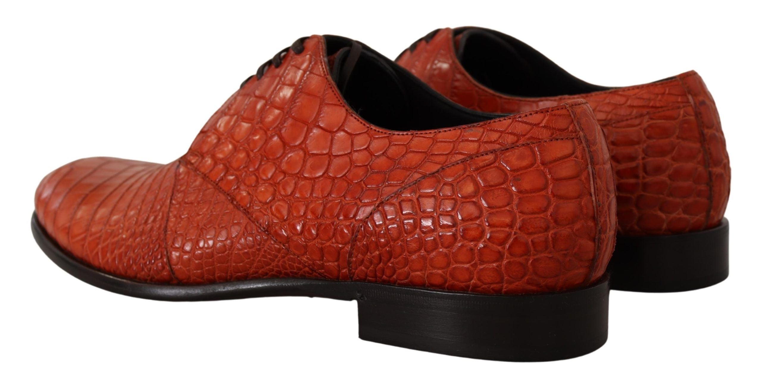 Orange Exotic Leather Dress Derby Shoes - ventzia
