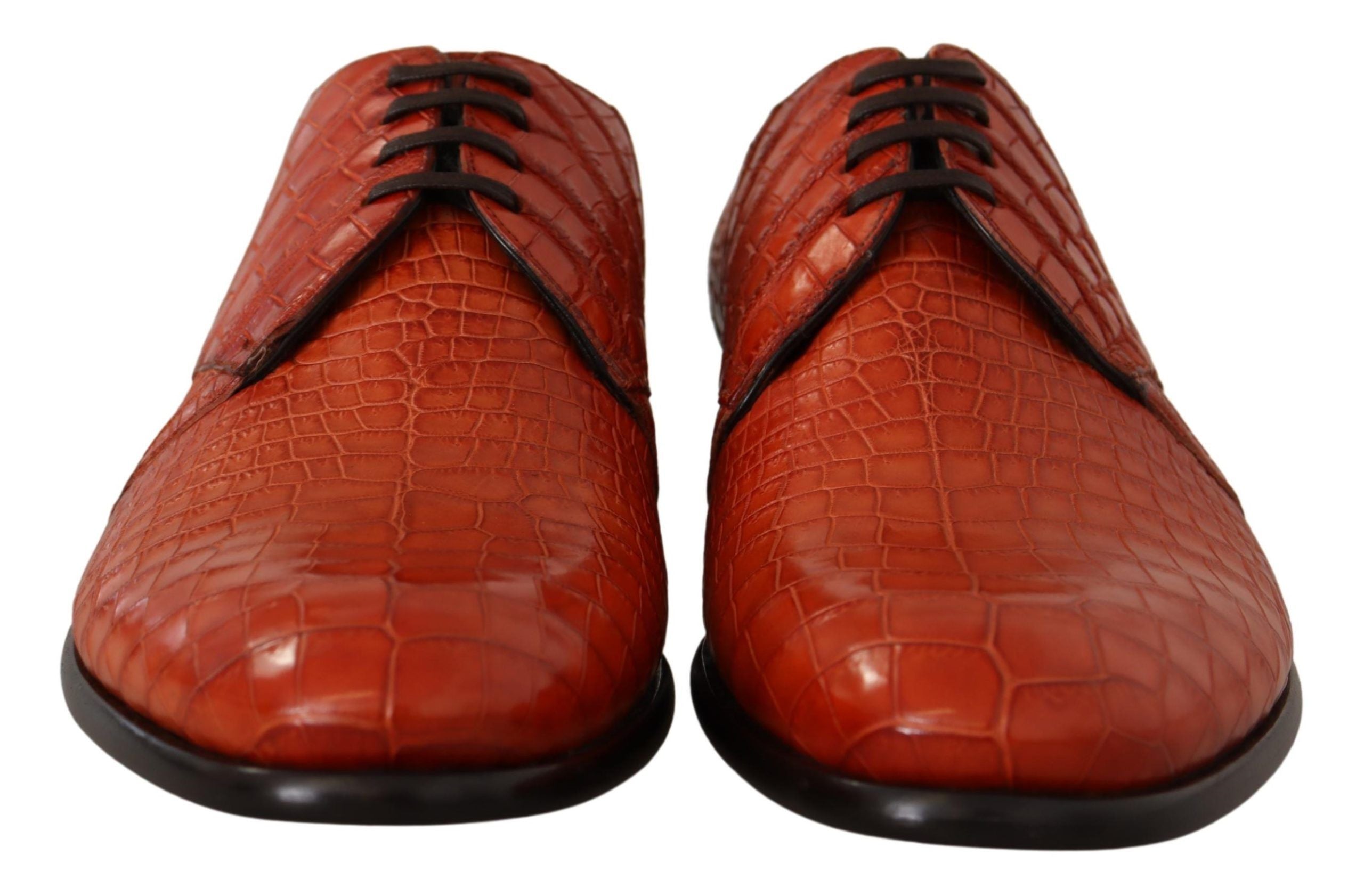 Orange Exotic Leather Dress Derby Shoes - ventzia