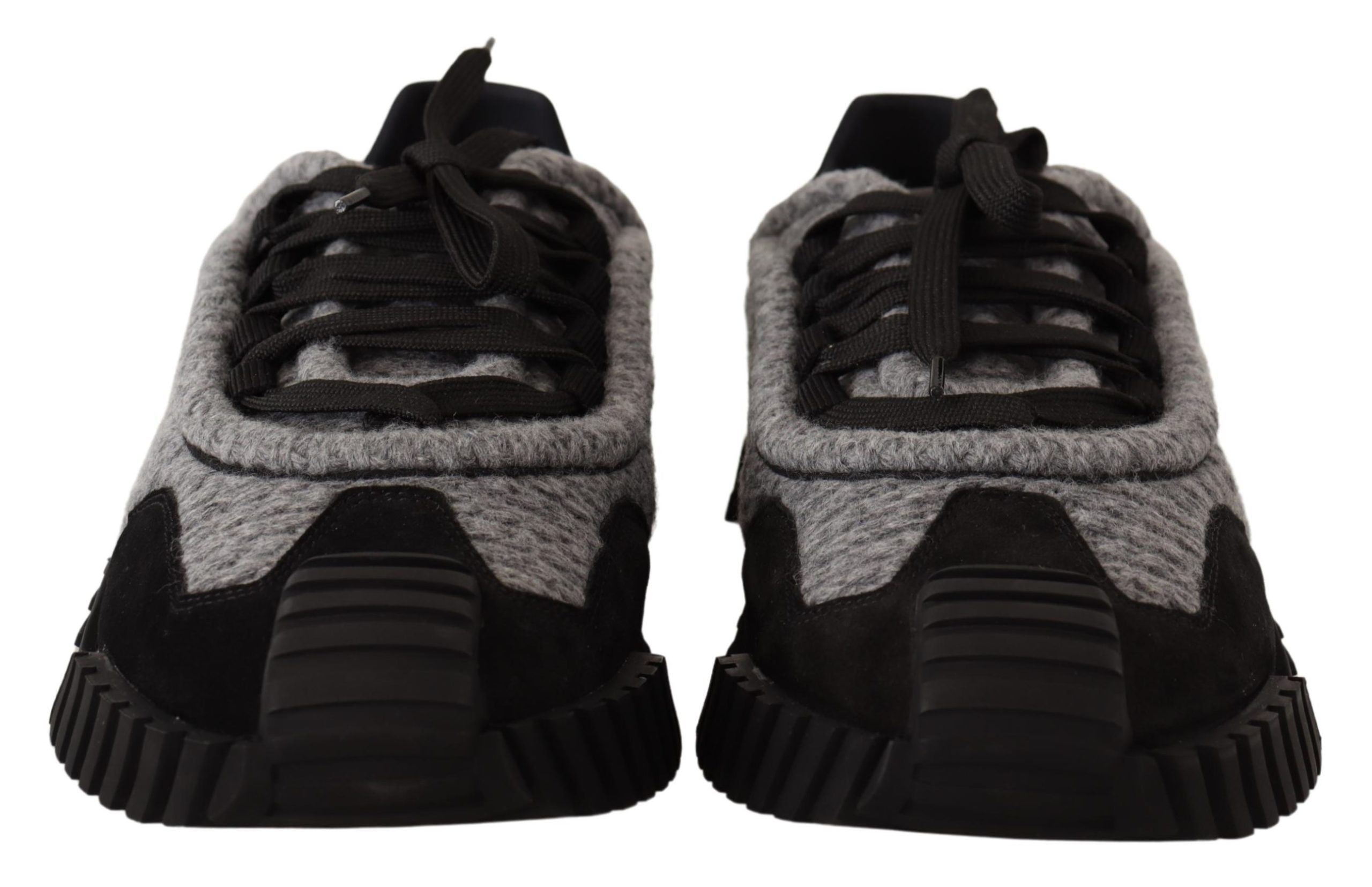 Black Gray Fabric Lace Up NS1 Sneakers Shoes - ventzia