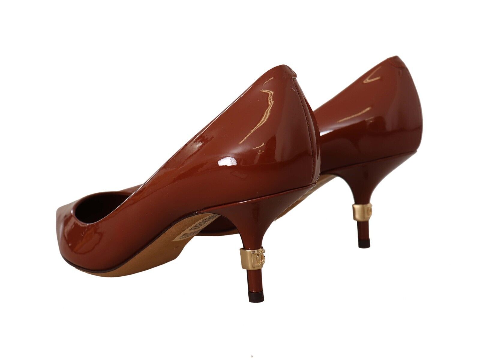 Brown Kitten Heels Pumps Patent Leather Shoes - ventzia