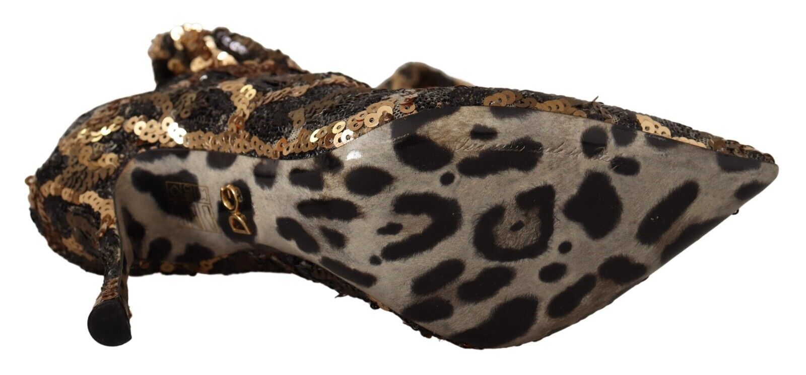 Gold Leopard Sequins Heels Boots Shoes - ventzia