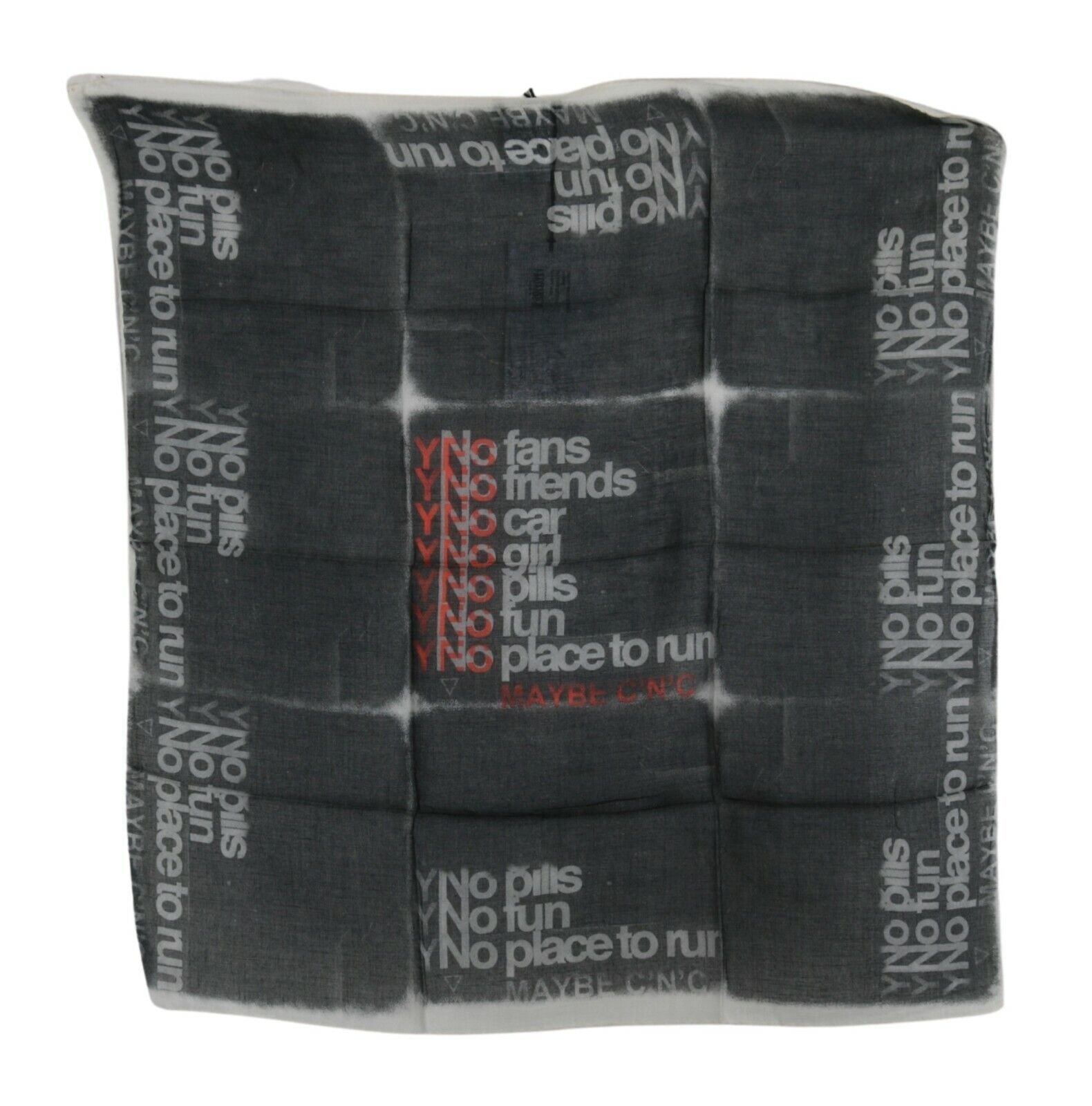 Dark Gray Wool Foulard Branded Scarf - ventzia