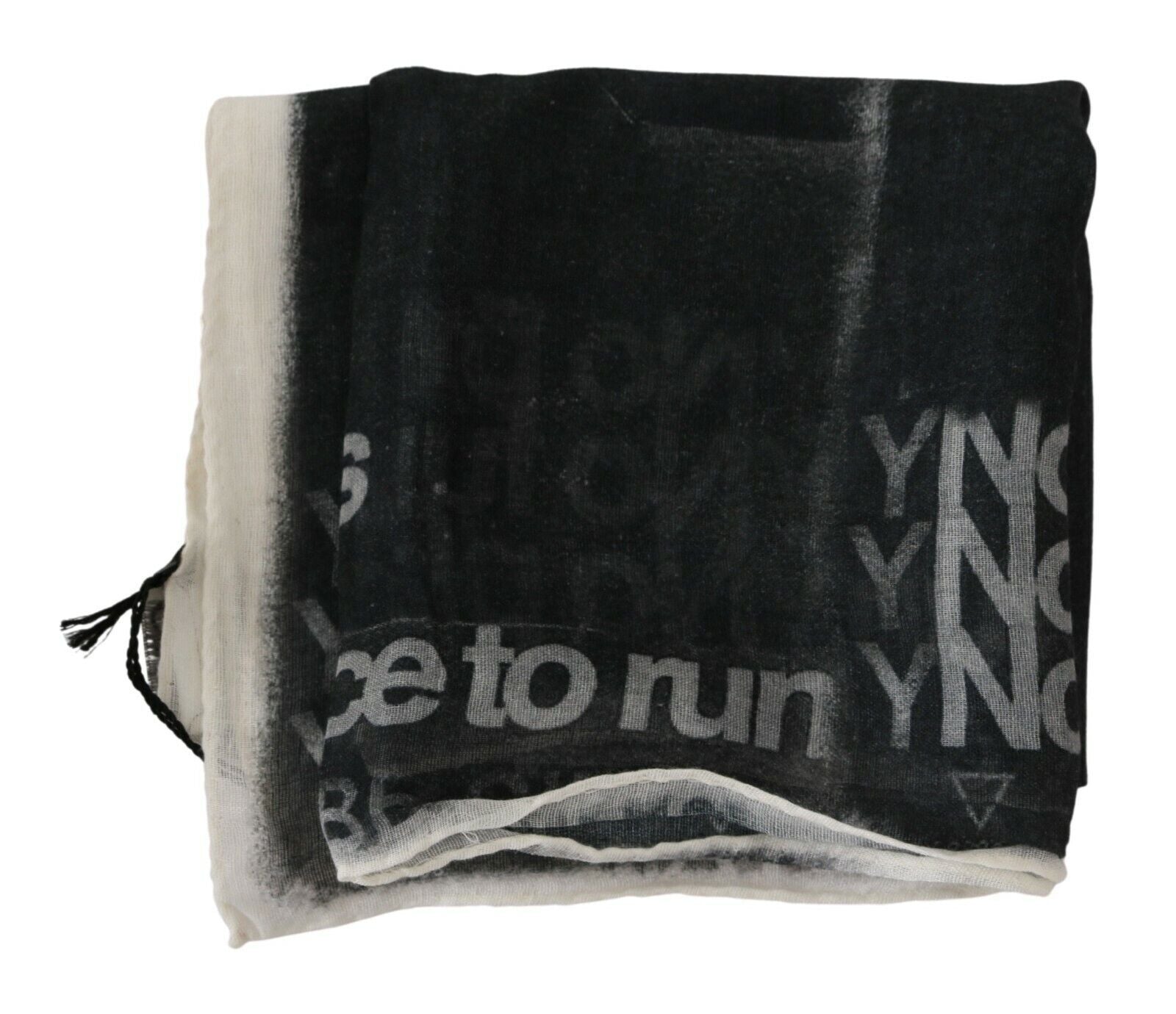 Dark Gray Wool Foulard Branded Scarf - ventzia