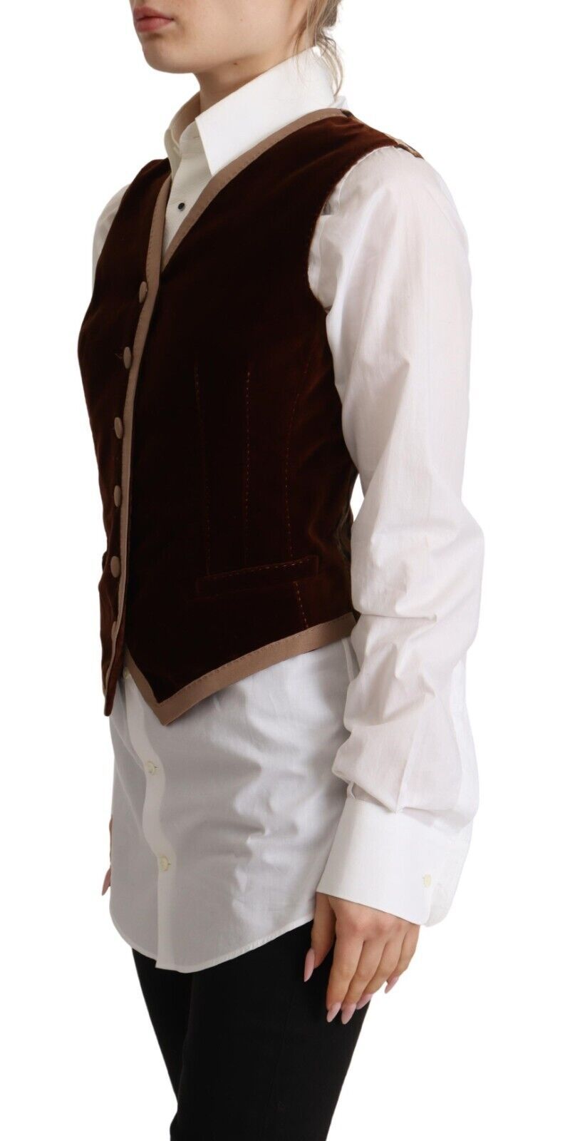 Bordeaux Velvet Cotton V-neck Sleeveless Vest Top - ventzia