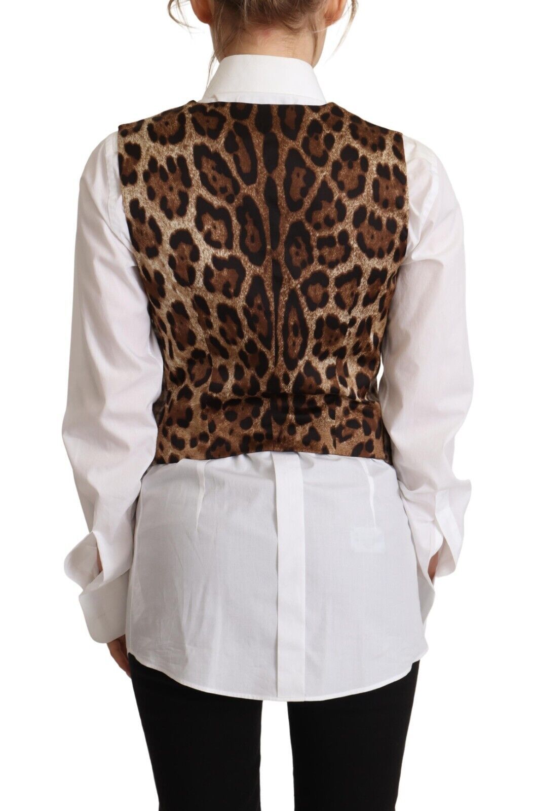 Brown Checkered Leopard V-neck Sleeveless Vest Top - ventzia