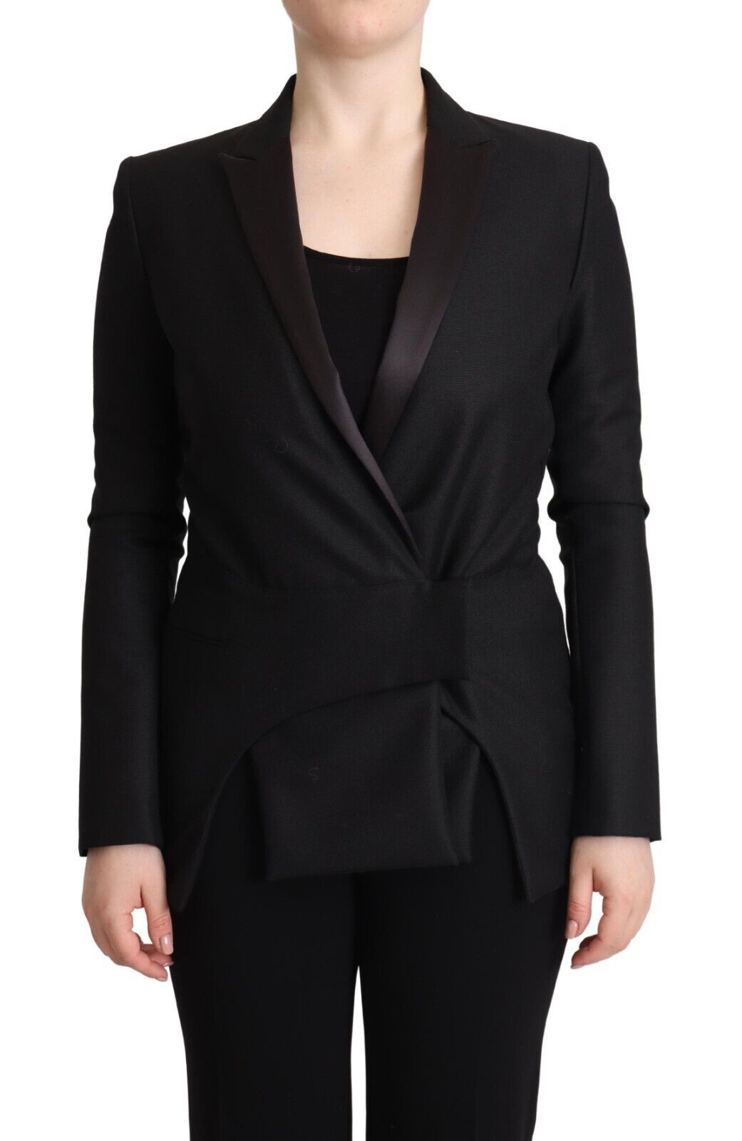 Black Long Sleeves Double Breasted Jacket - ventzia