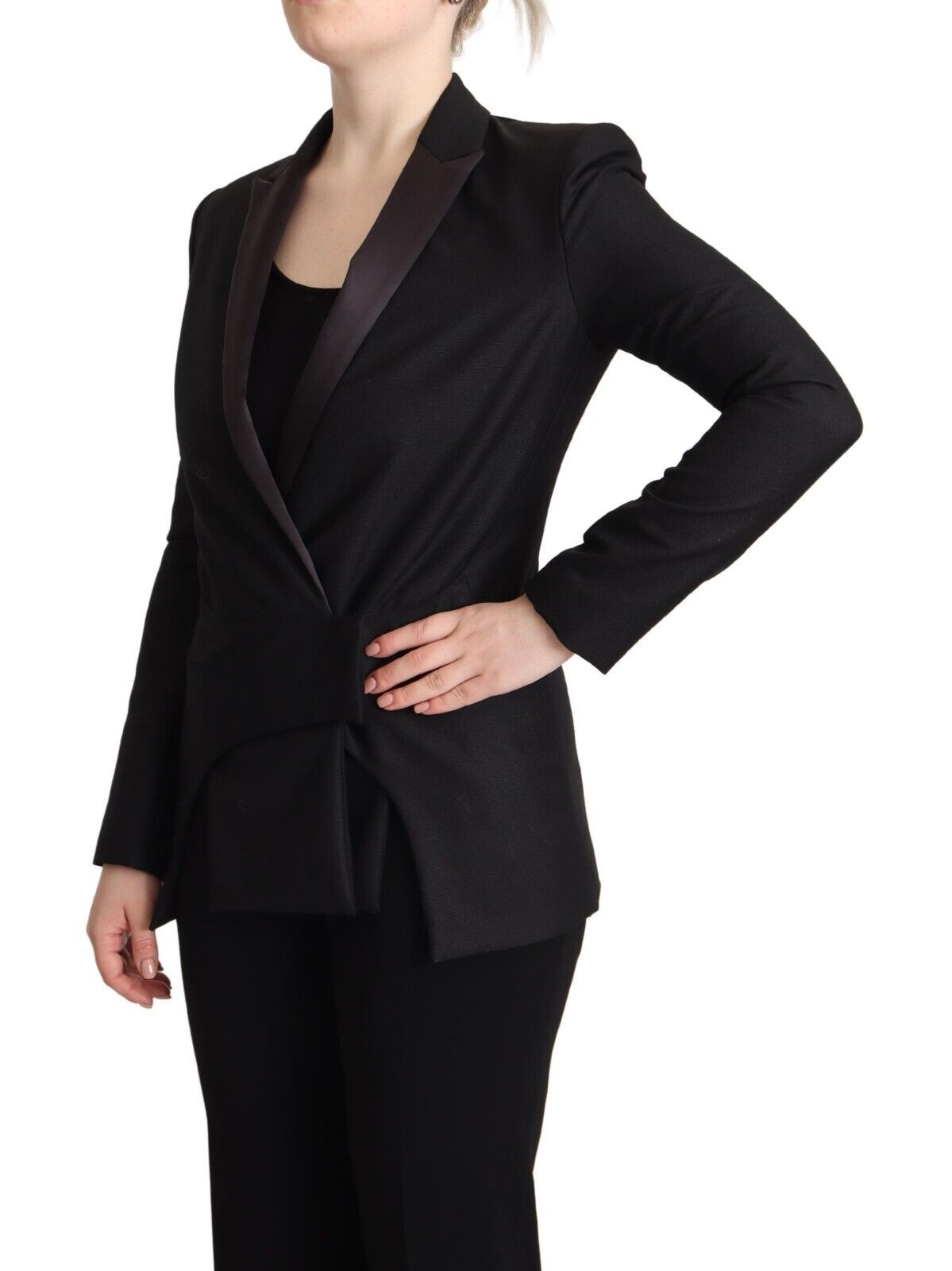 Black Long Sleeves Double Breasted Jacket - ventzia