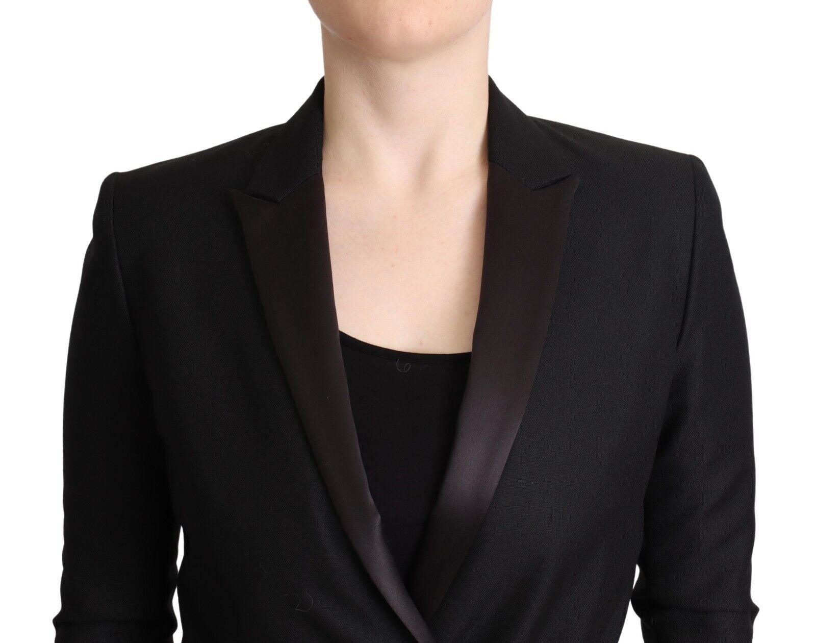 Black Long Sleeves Double Breasted Jacket - ventzia