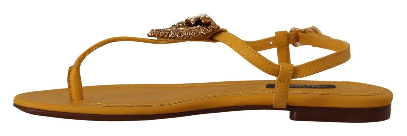 Mustard Leather Devotion Flats Sandals Shoes - ventzia
