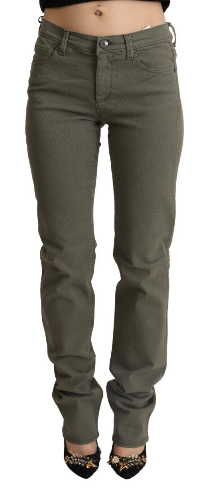 Gray Low Waist Cotton Skinny Denim Trouser Jeans - ventzia
