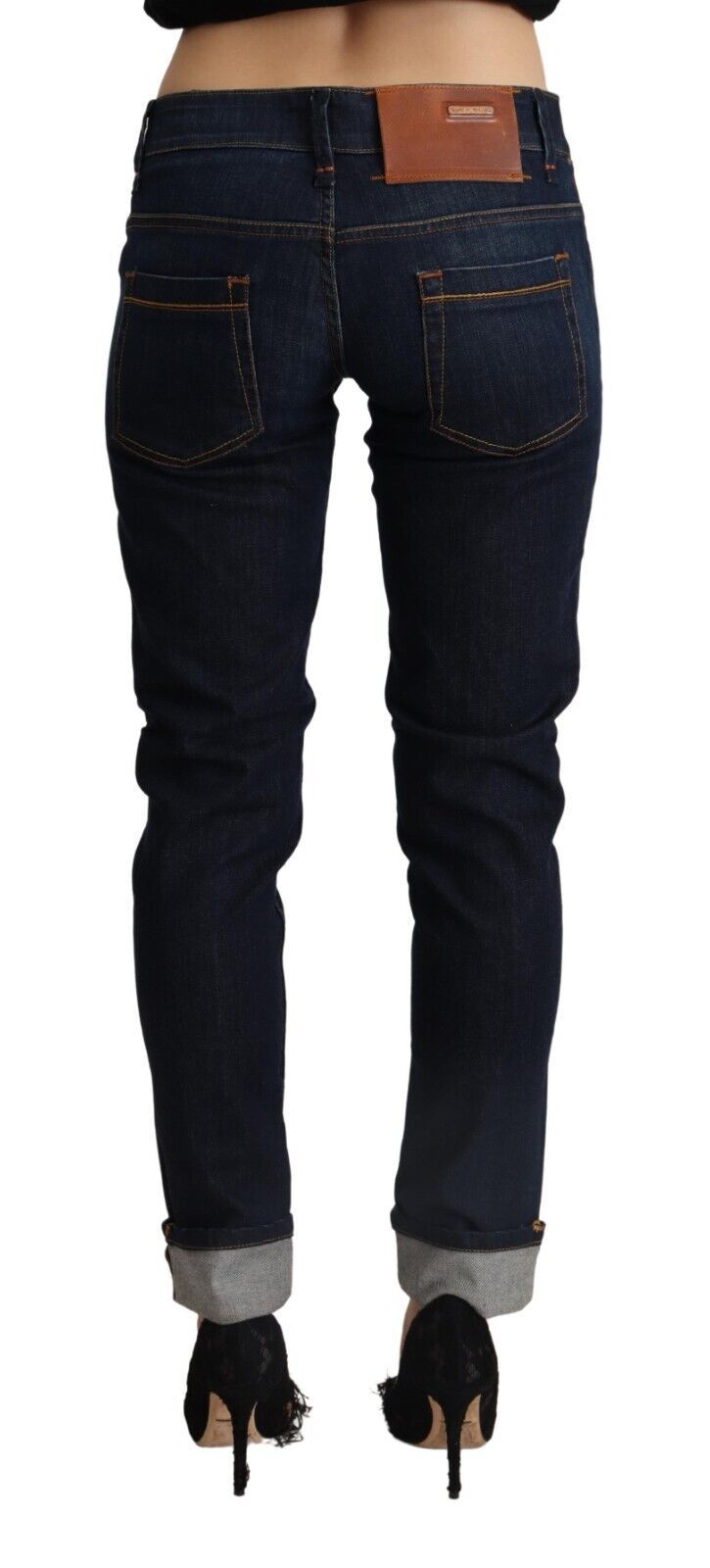 Blue Cotton Low Waist Slim Fit Denim Women Trouser Jeans - ventzia