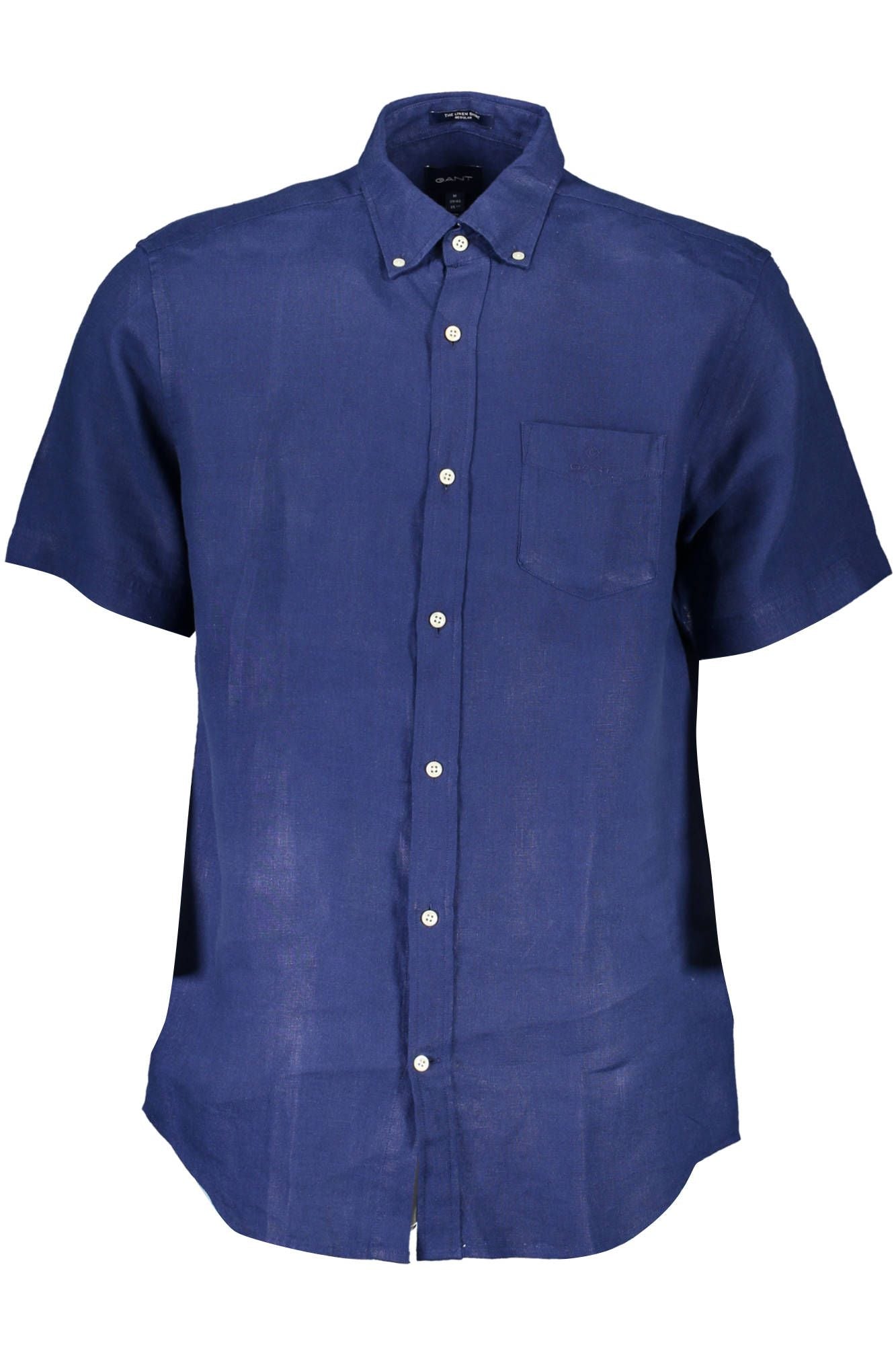 Elegant Blue Linen Button-Down Shirt - ventzia