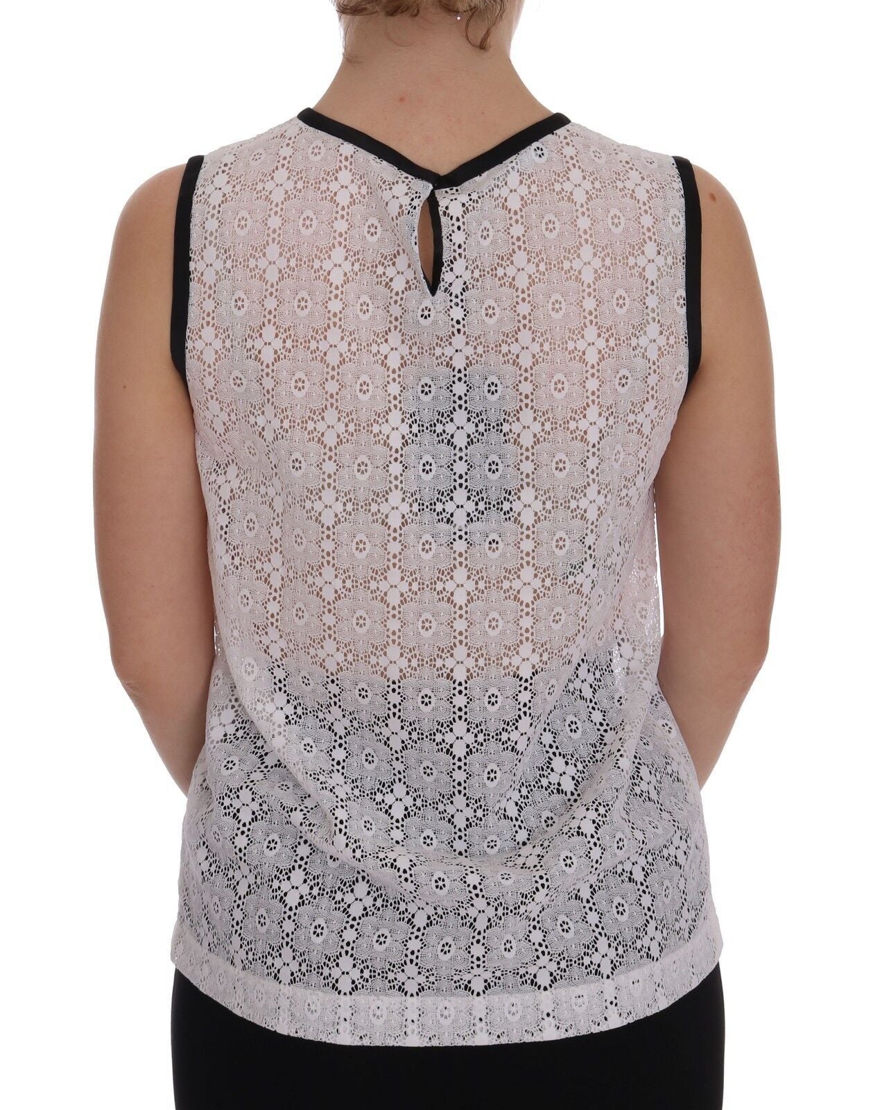 White Lace Floral Nylon Tank T-shirt - ventzia