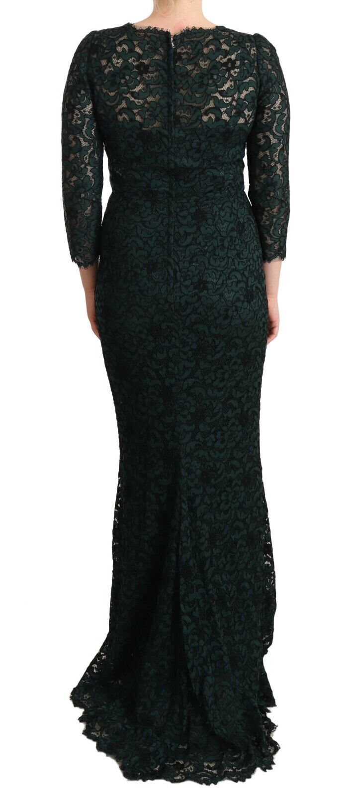 Green Floral Lace Maxi Floor Length Dress - ventzia