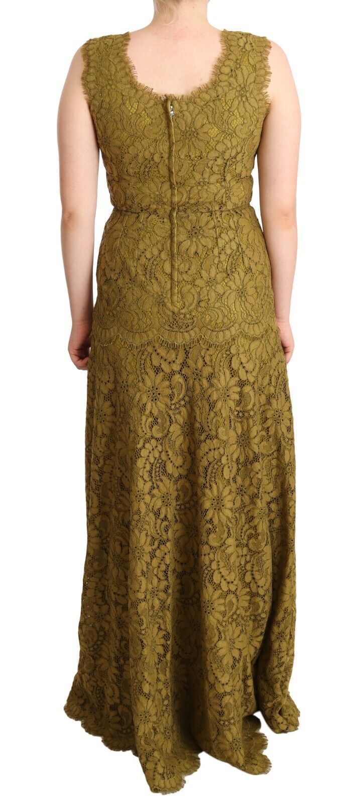 Brown Floral Lace Maxi Floor Length Dress - ventzia