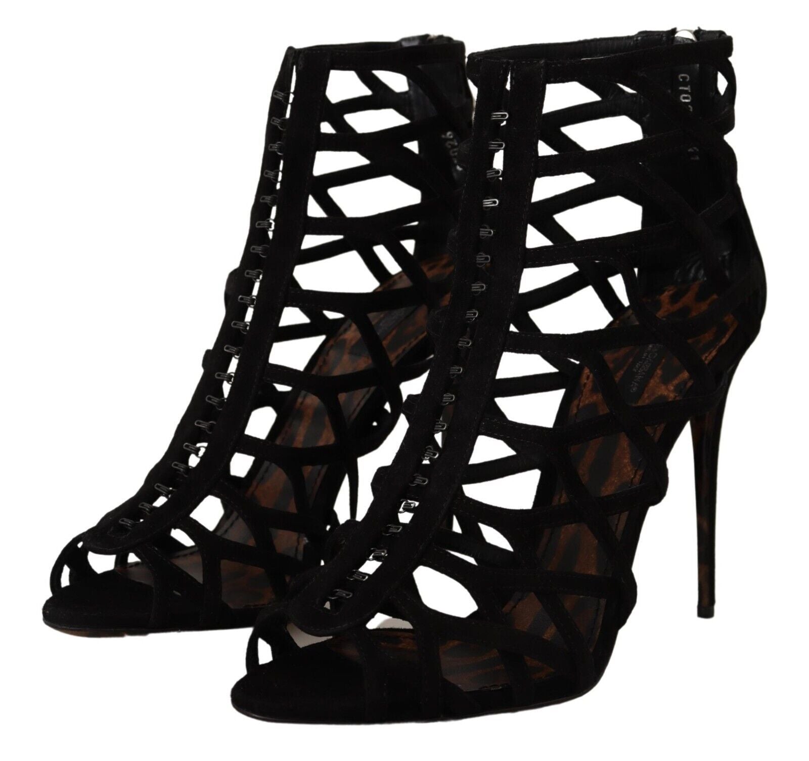 Black Suede Stiletto Heels Bette Sandals Shoes - ventzia