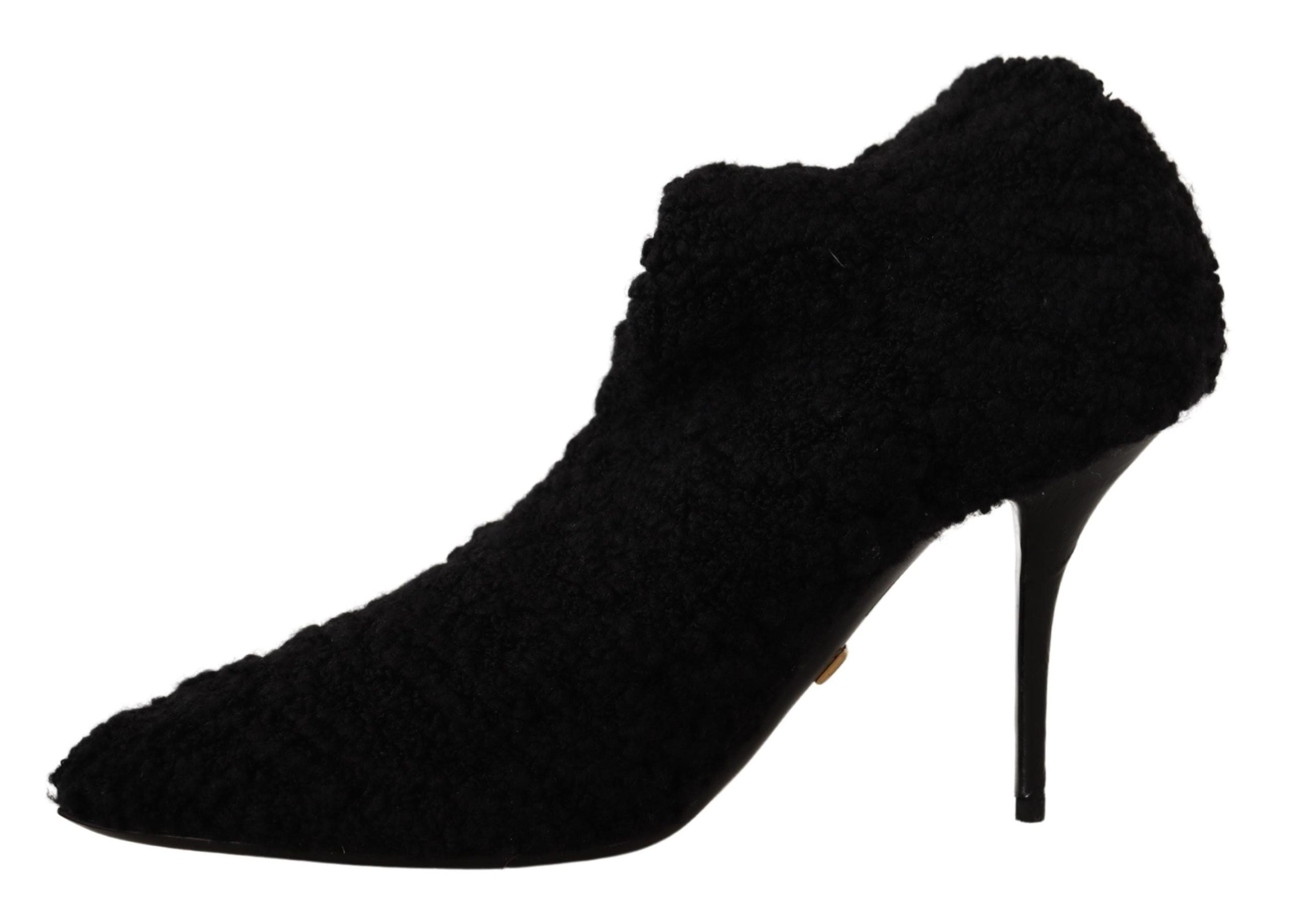 Black Stiletto Heels Mid Calf Women Boots - ventzia